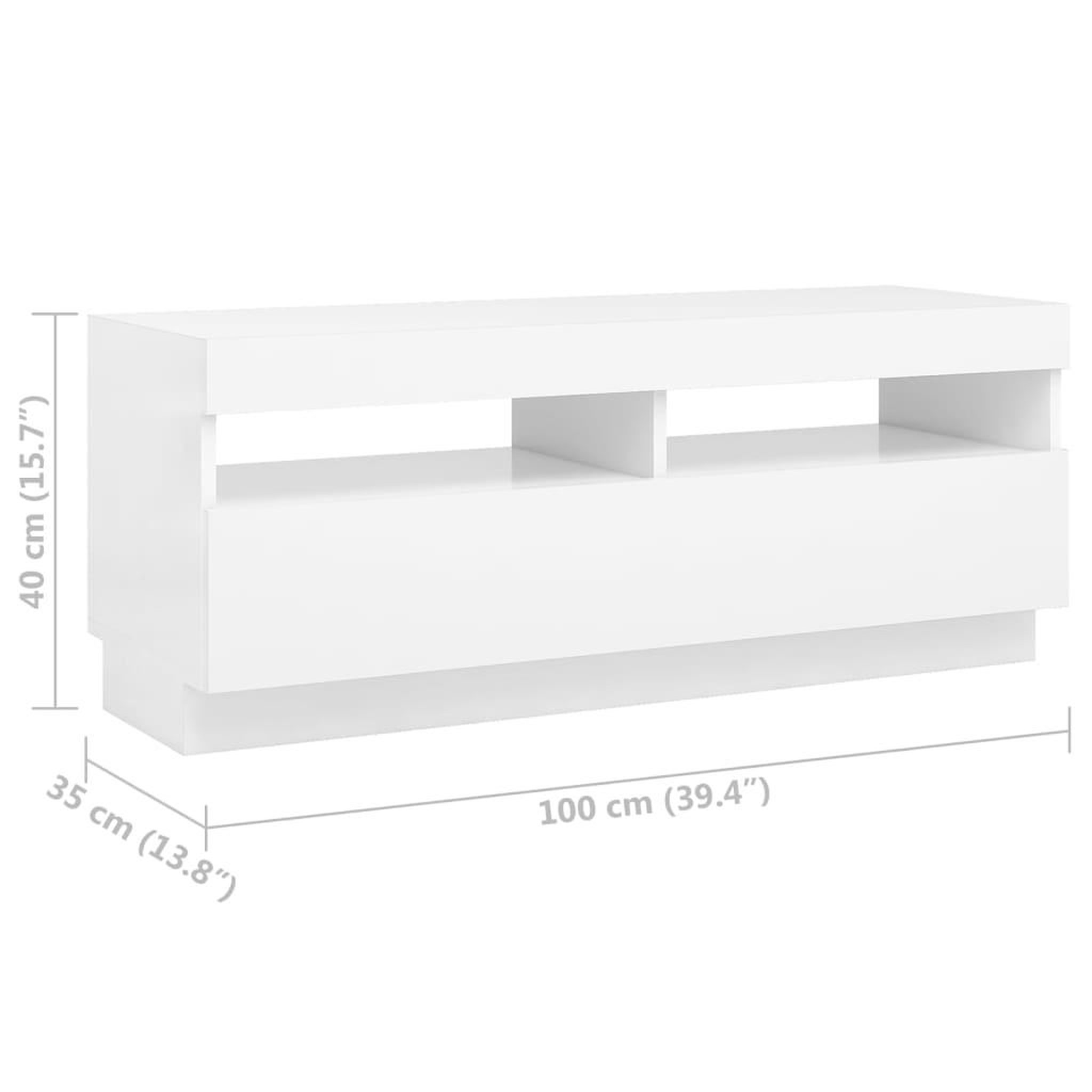 Voir la diapositive 6 : VIDAXL Meuble TV avec lumieres LED Blanc 100x35x40 cm