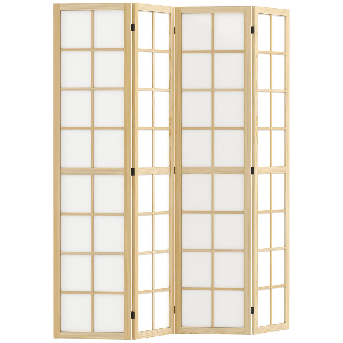 HOMCOM Paravent intérieur pliable 4 panneaux 160 x 170 cm séparateur de pièce bois pin non tissé blanc