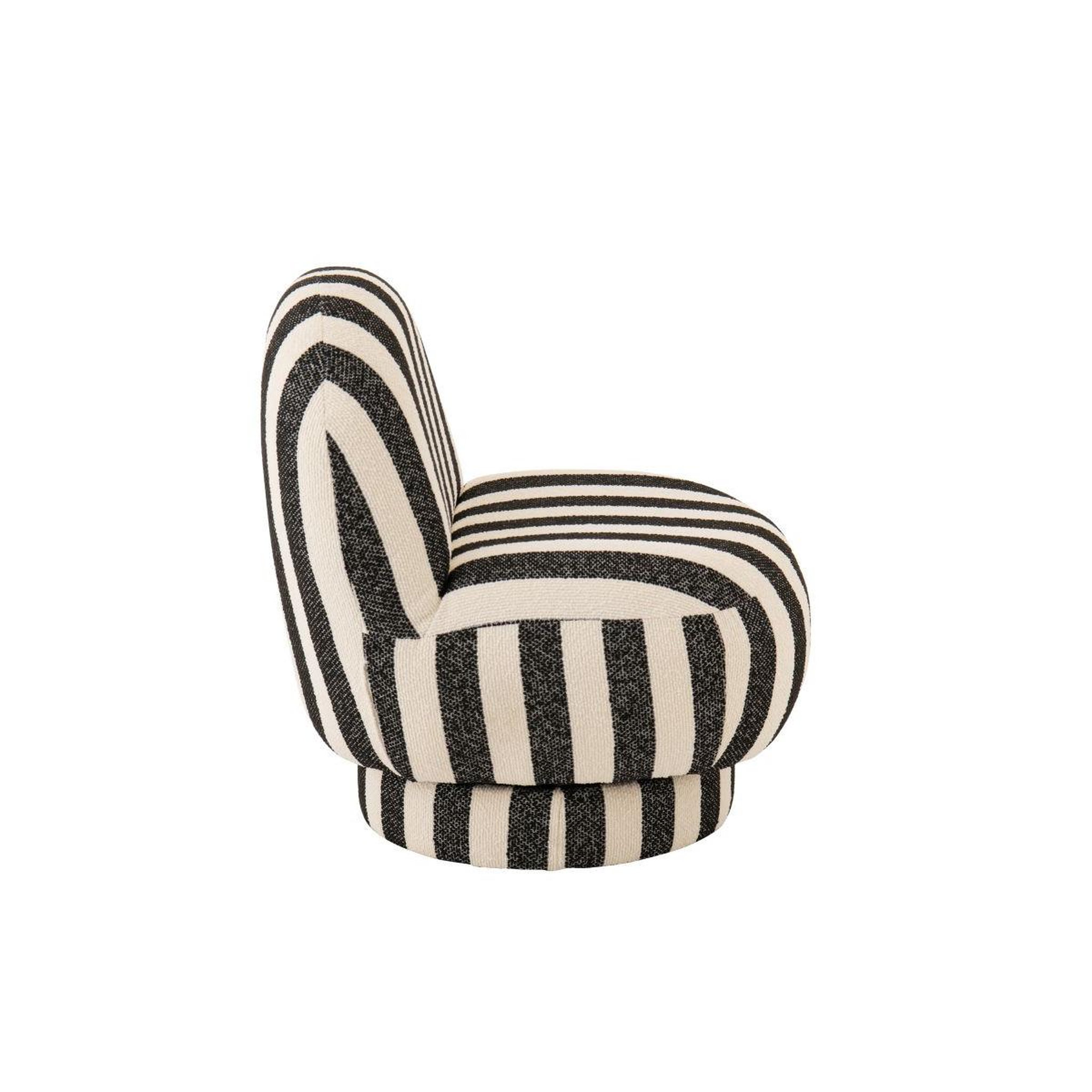 Voir la diapositive 3 : J-LINE Fauteuil à rayures  ligné  76cm noir & blanc cassé