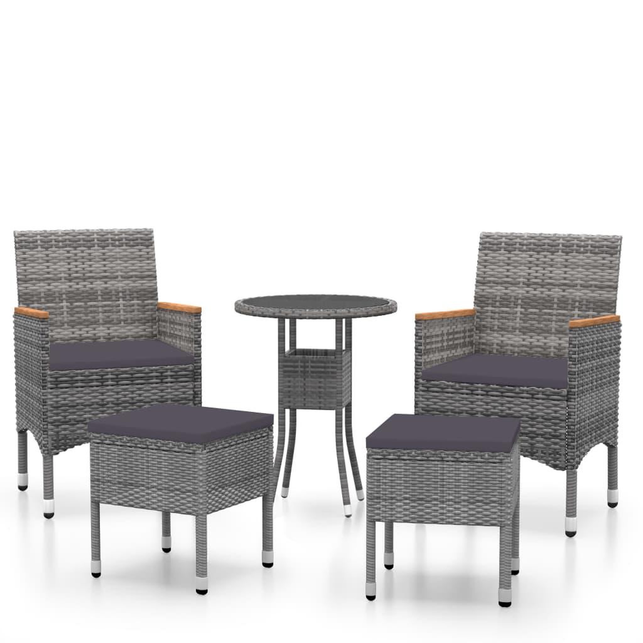 Voir la diapositive 2 : VIDAXL Salon de jardin 5 pcs Resine tressee Gris