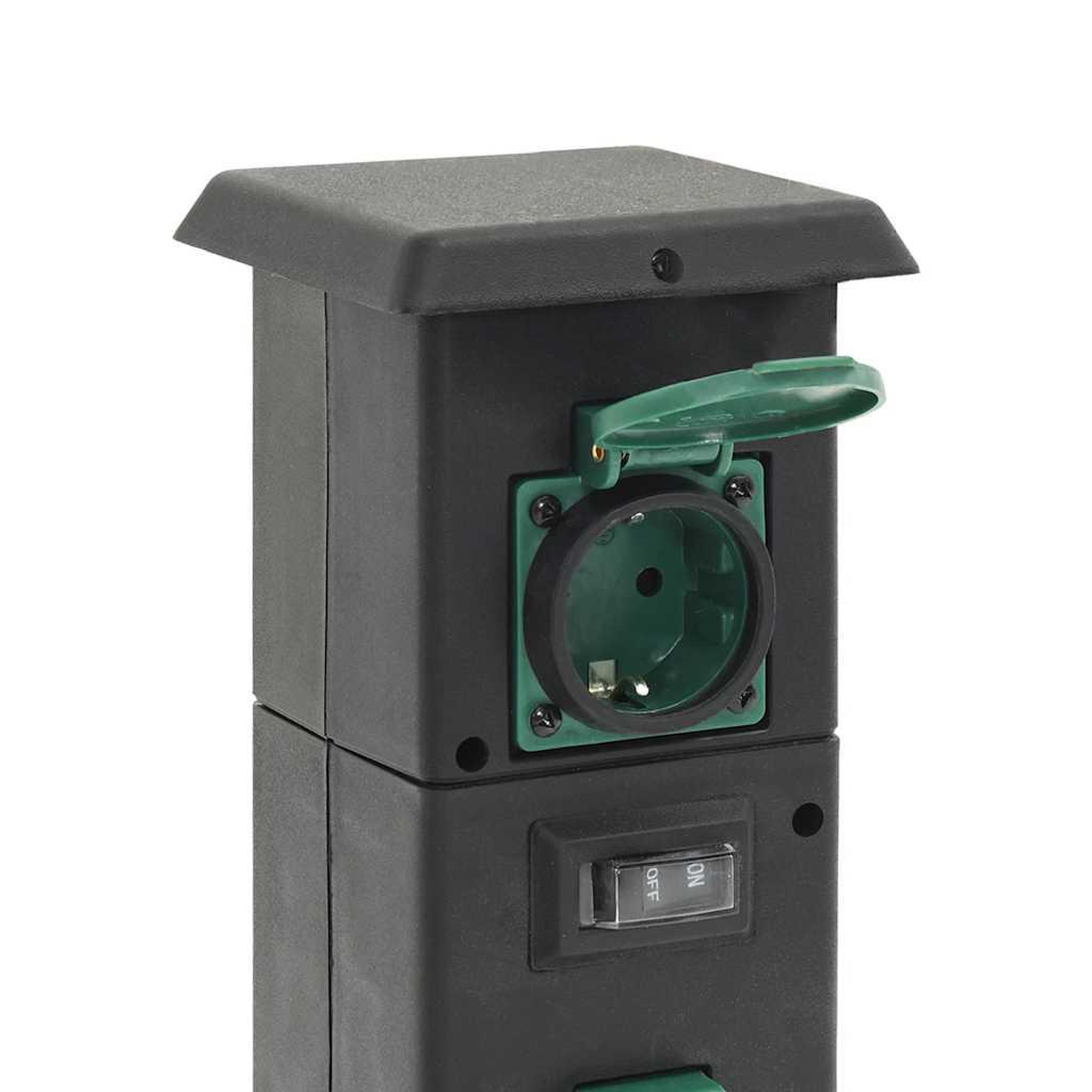 Voir la diapositive 5 : VIDAXL Colonne de prise d'exterieur a 4 voies noir vert 16x16x39,5 cm