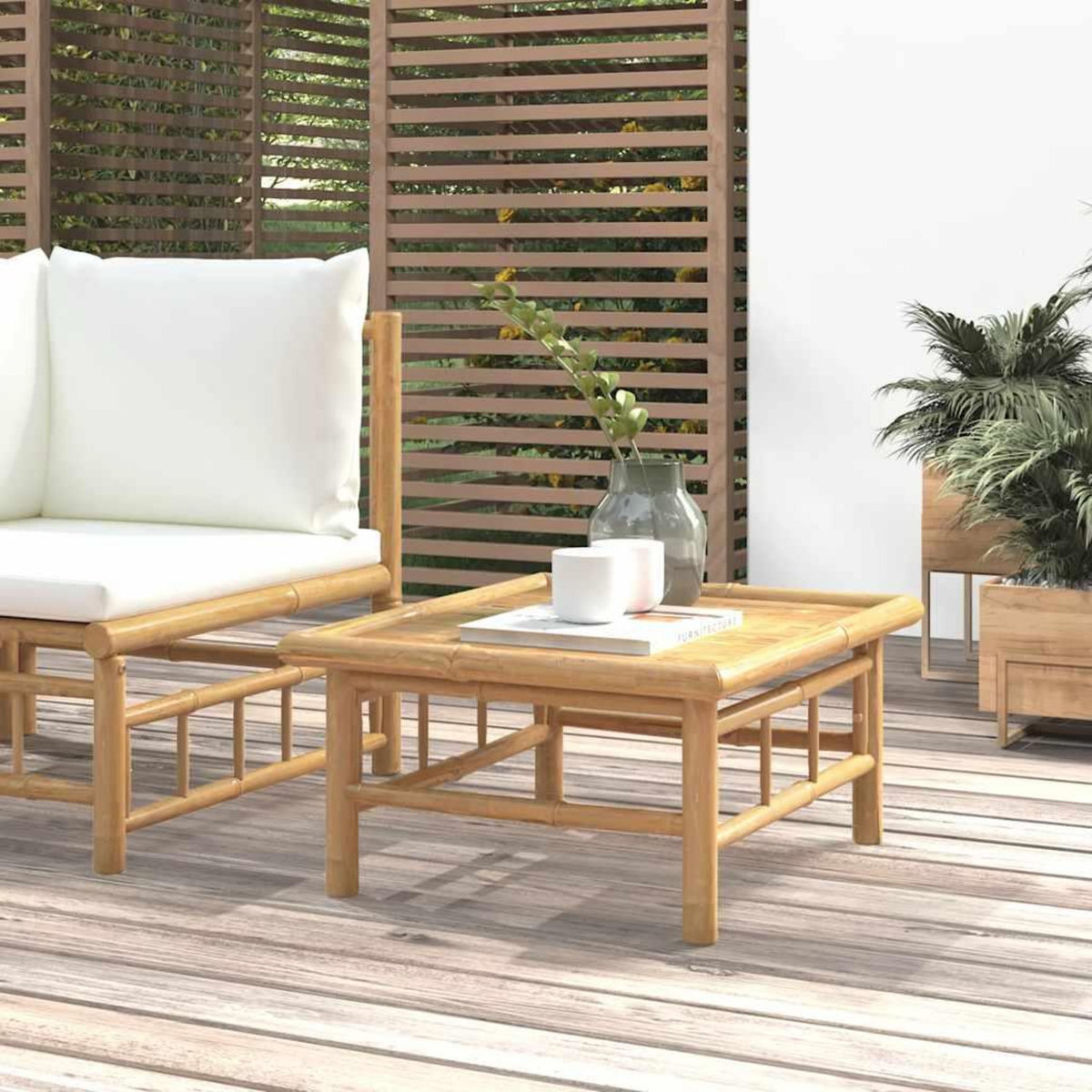 VIDAXL Table de jardin 65x55x30 cm bambou