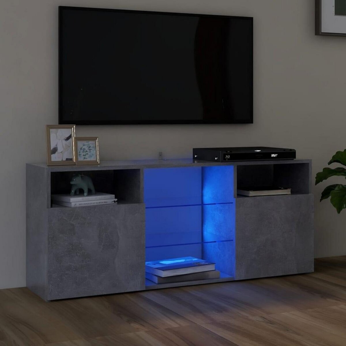 VIDAXL Meuble TV avec lumieres LED gris beton 120x30x50 cm