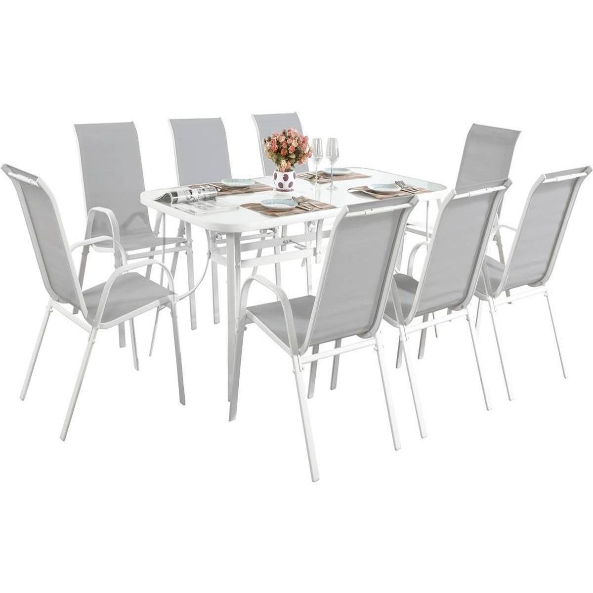 Habitat et Jardin Salon de jardin  Cordoba XL 180  - Phoenix - Gris