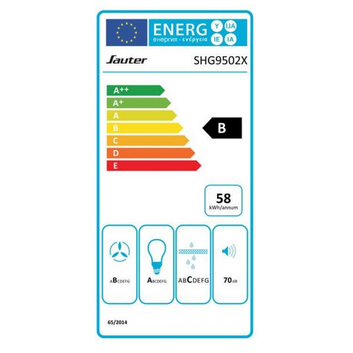 Sauter Groupe filtrant 52cm 70db 571m3/h inox - shg9502x