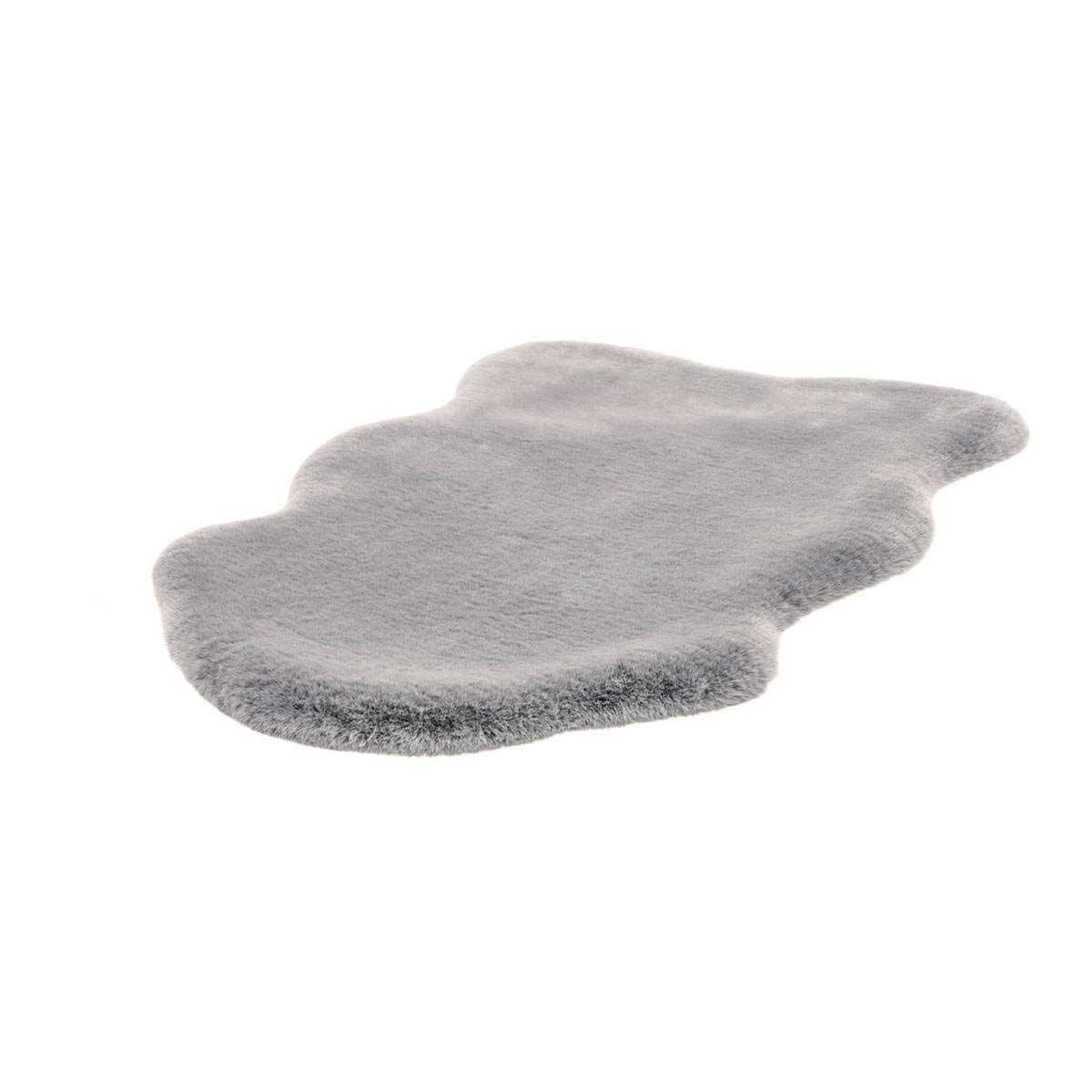 Voir la diapositive 2 : Paris Prix Tapis uni doux poils longs  rabbit  60x90cm argent