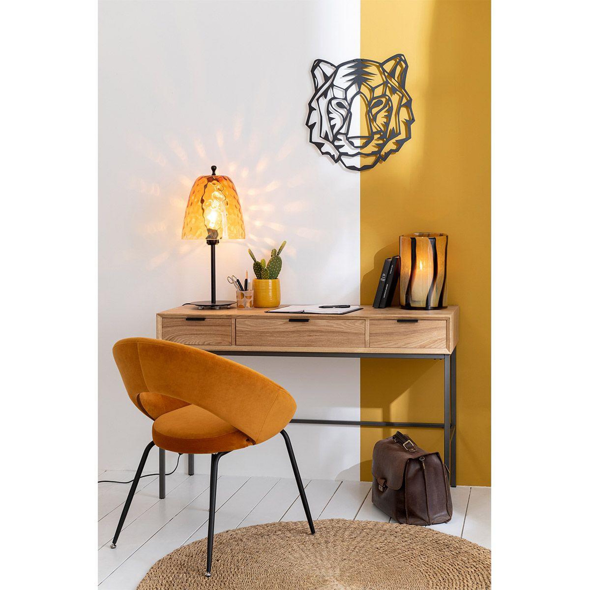 Voir la diapositive 4 : J-LINE Décoration murale en métal  tigre  48cm noir