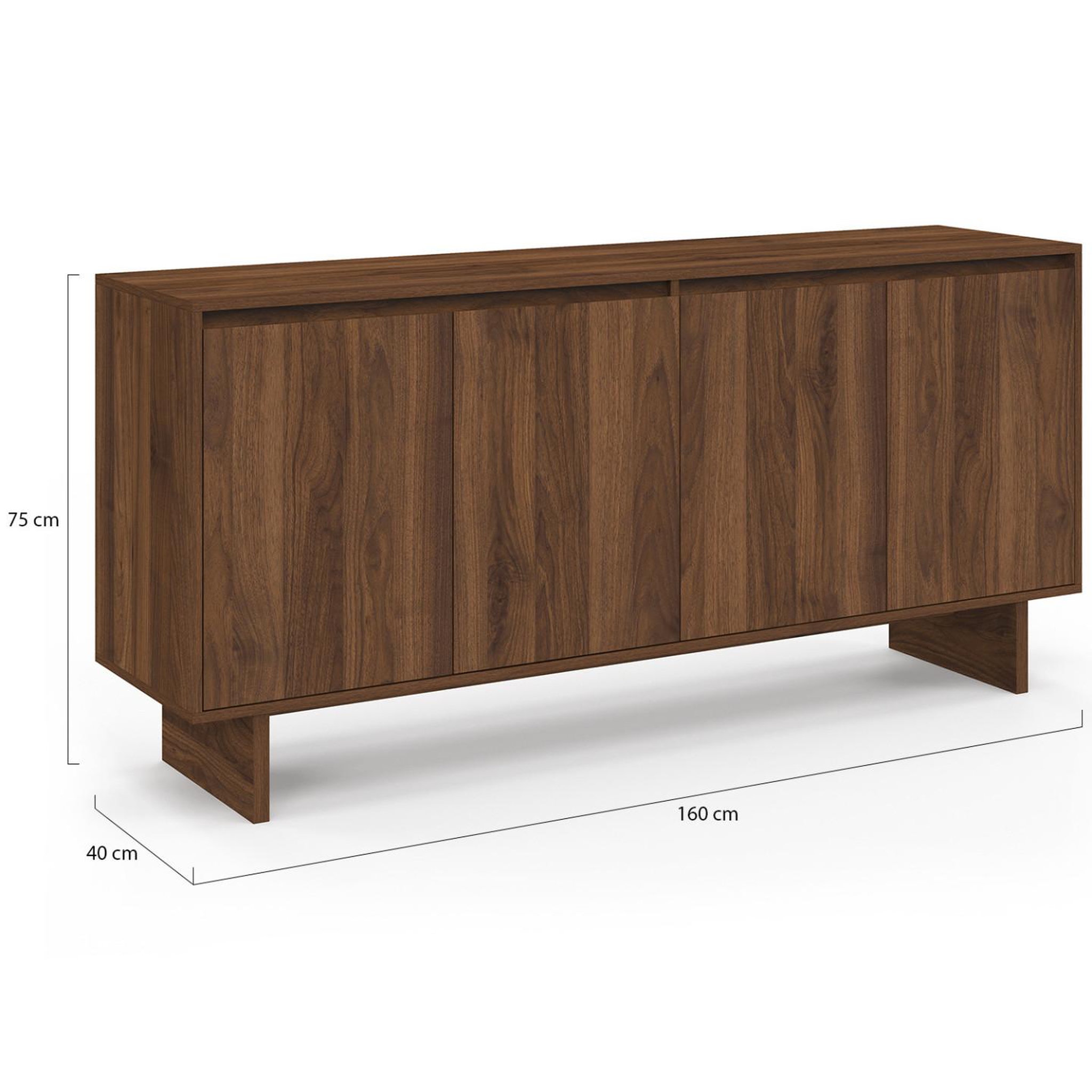 Voir la diapositive 5 : ID MARKET Buffet 160 cm yuri 4 portes effet noyer