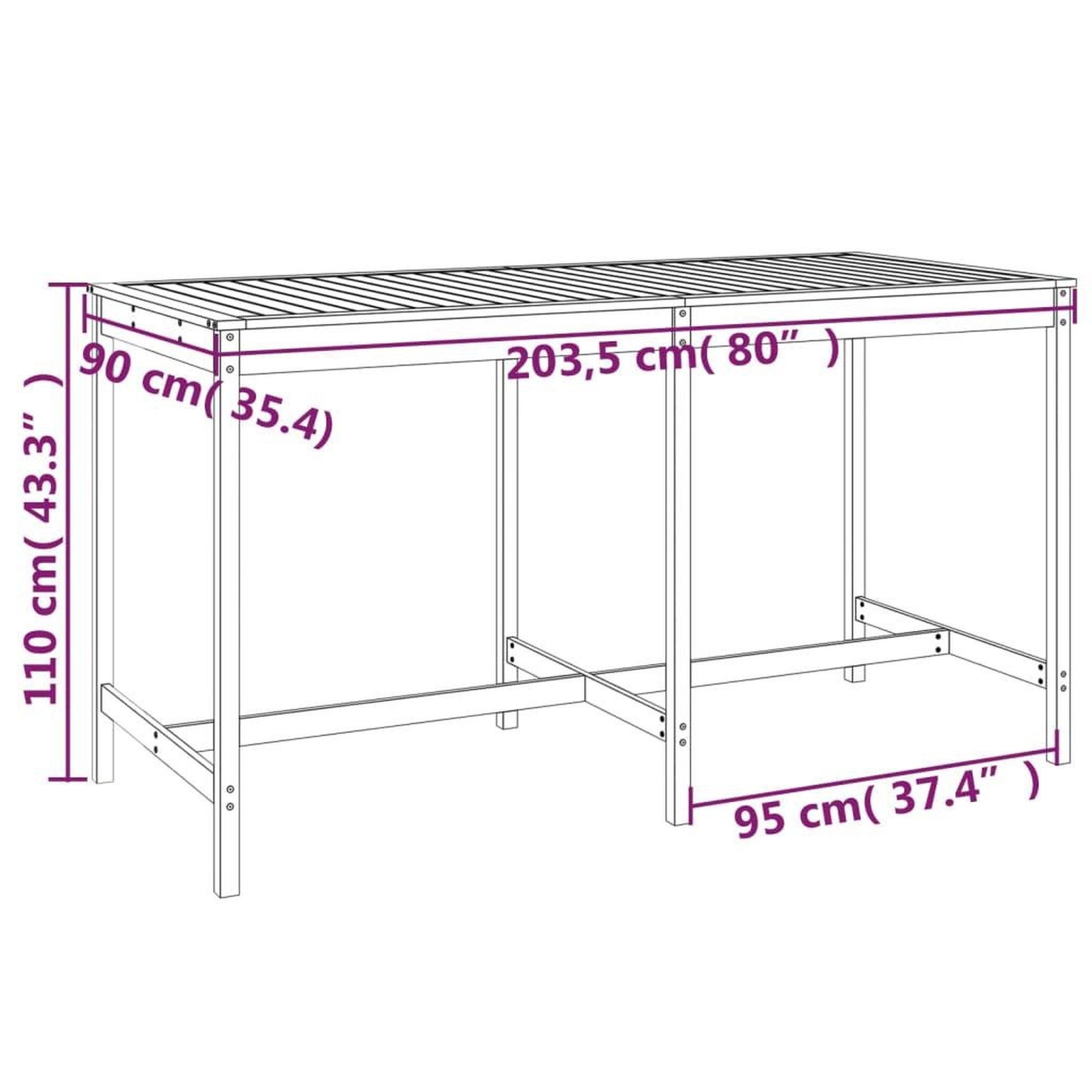 Voir la diapositive 6 : VIDAXL Ensemble de bar de jardin 9 pcs blanc bois de pin massif