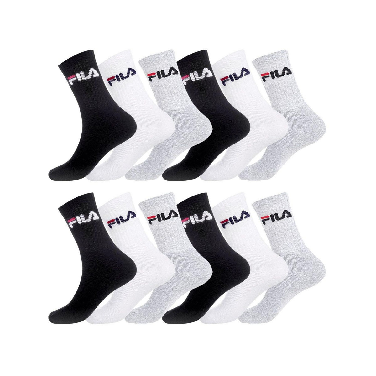FILA Lot de 12 Paires de Chaussettes Tennis Assorties