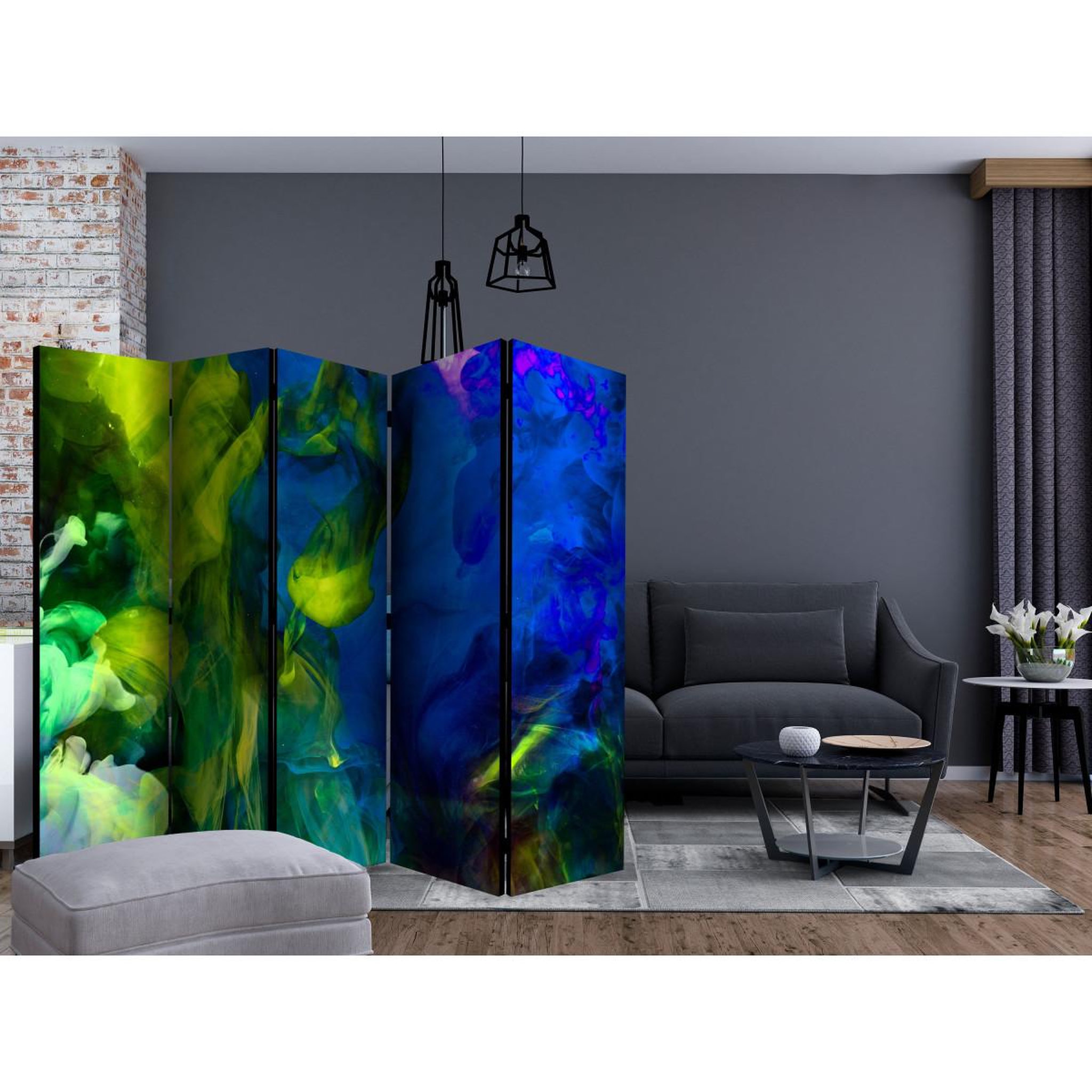 Voir la diapositive 2 : Paris Prix Paravent 5 volets  colored flames ii  172x225cm