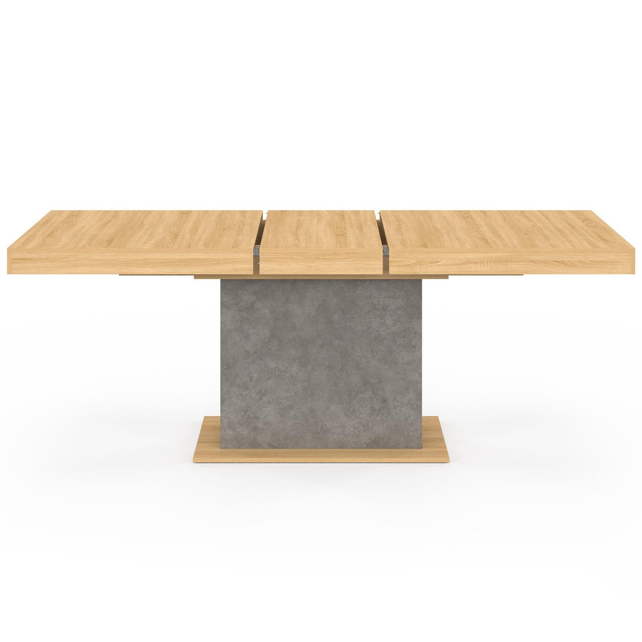 Voir la diapositive 3 : ID MARKET Table à manger extensible rectangle eden 6-10 personnes bois et effet béton 160-200 cm
