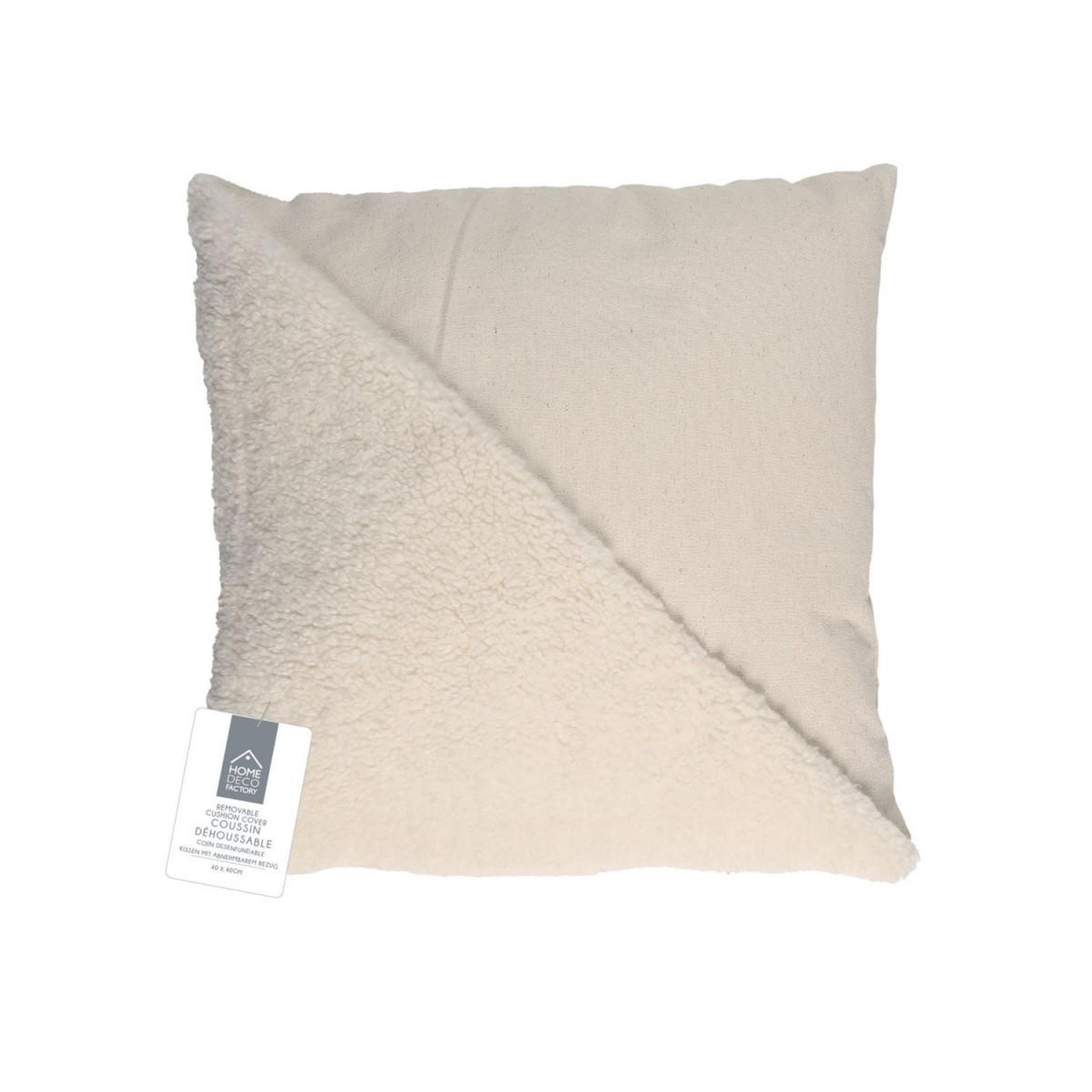 Voir la diapositive 5 : The Home Deco Factory Coussin déco  bouclette  40x40cm beige