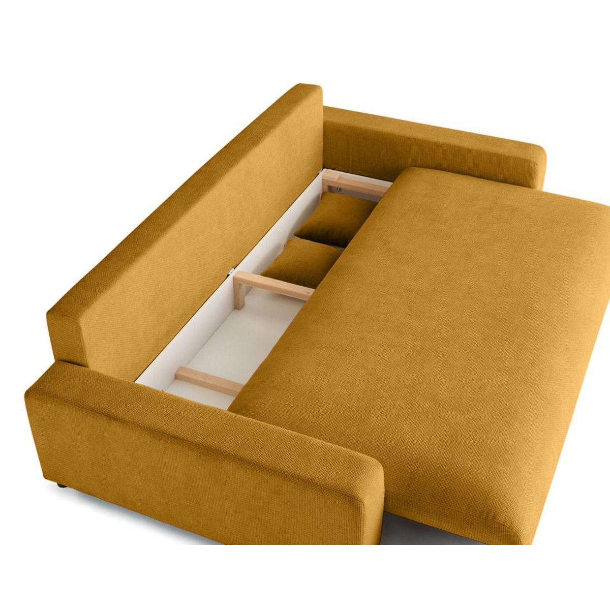 LISA DESIGN Pivoine - canapé droit 3 places - convertible avec coffre - en velours texturé