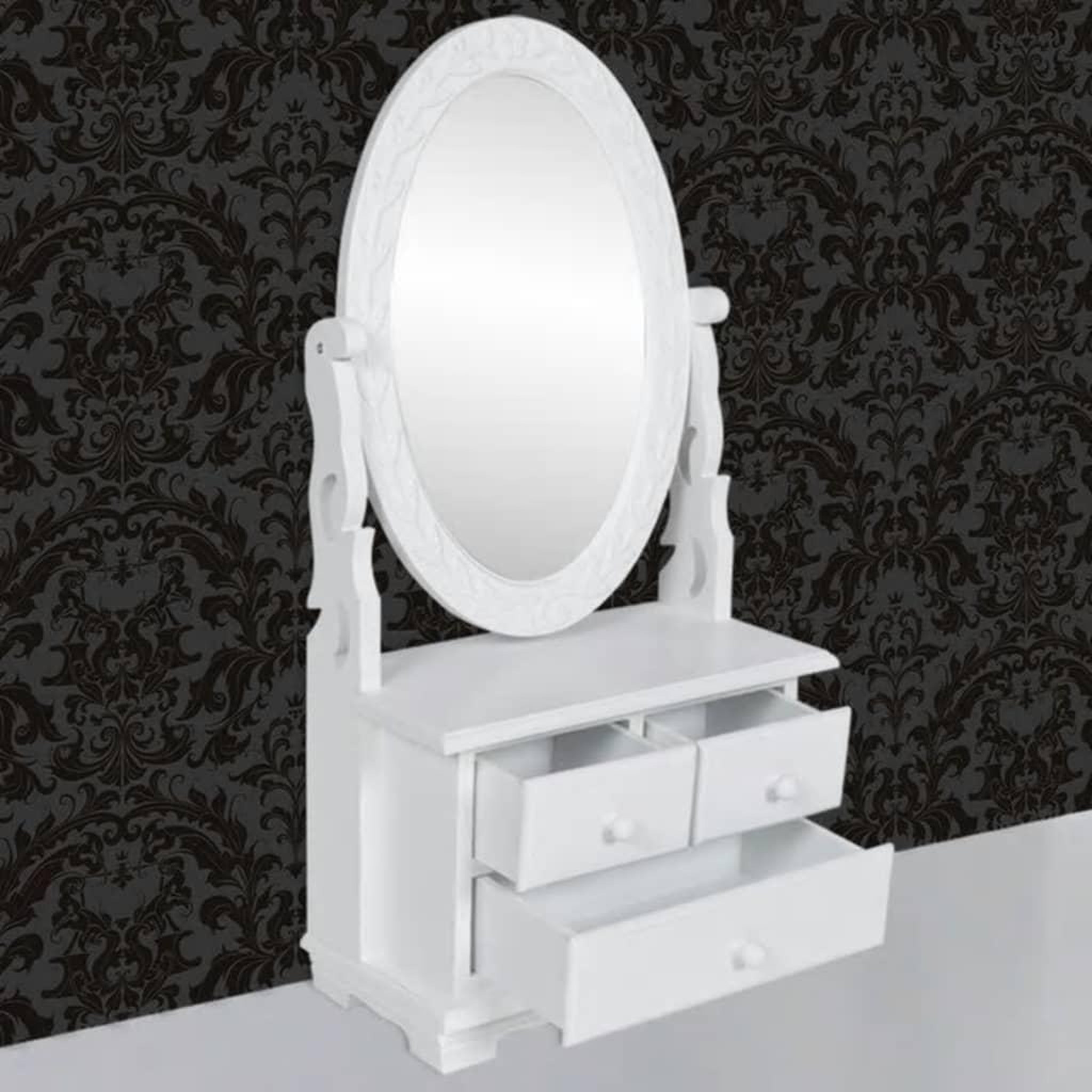 Voir la diapositive 5 : VIDAXL Coiffeuse avec miroir pivotant ovale mdf