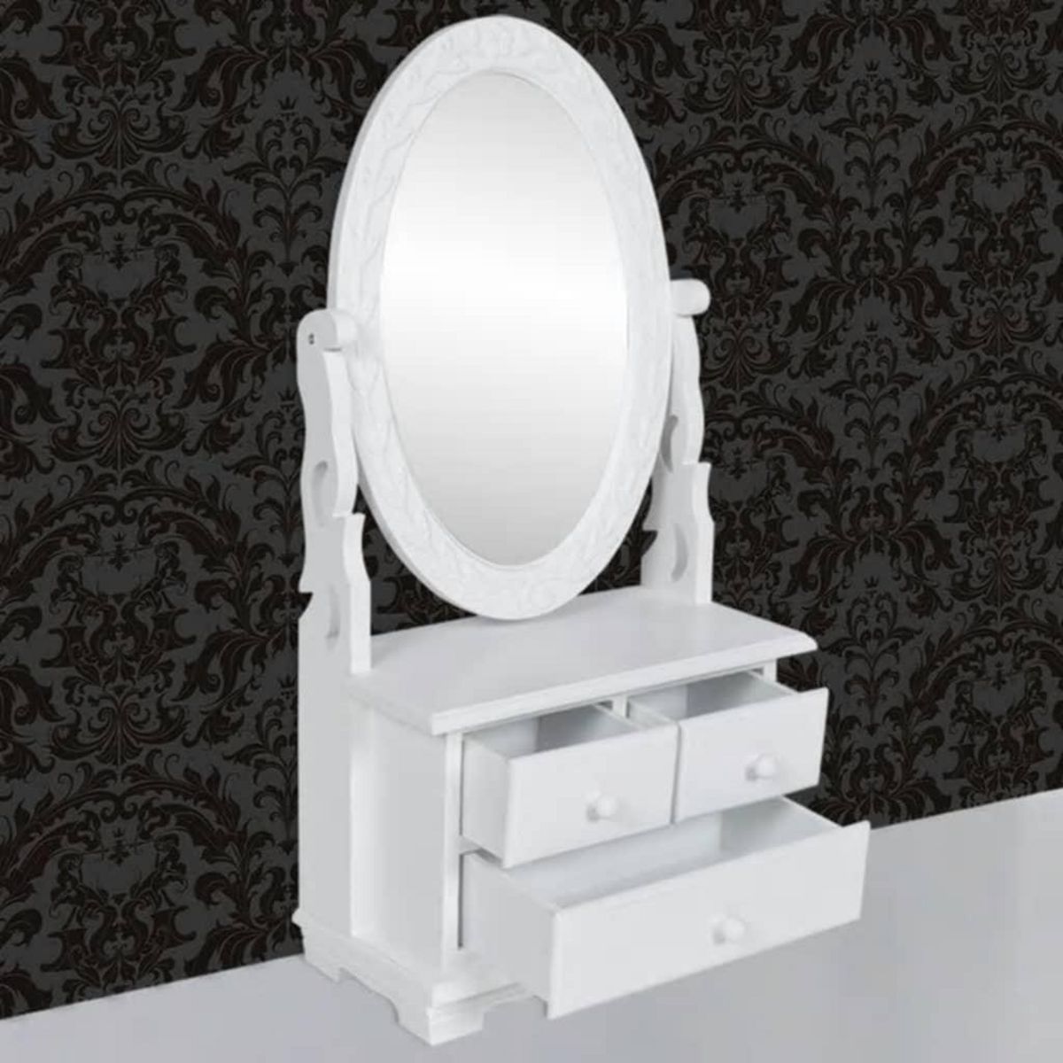 VIDAXL Coiffeuse avec miroir pivotant ovale MDF
