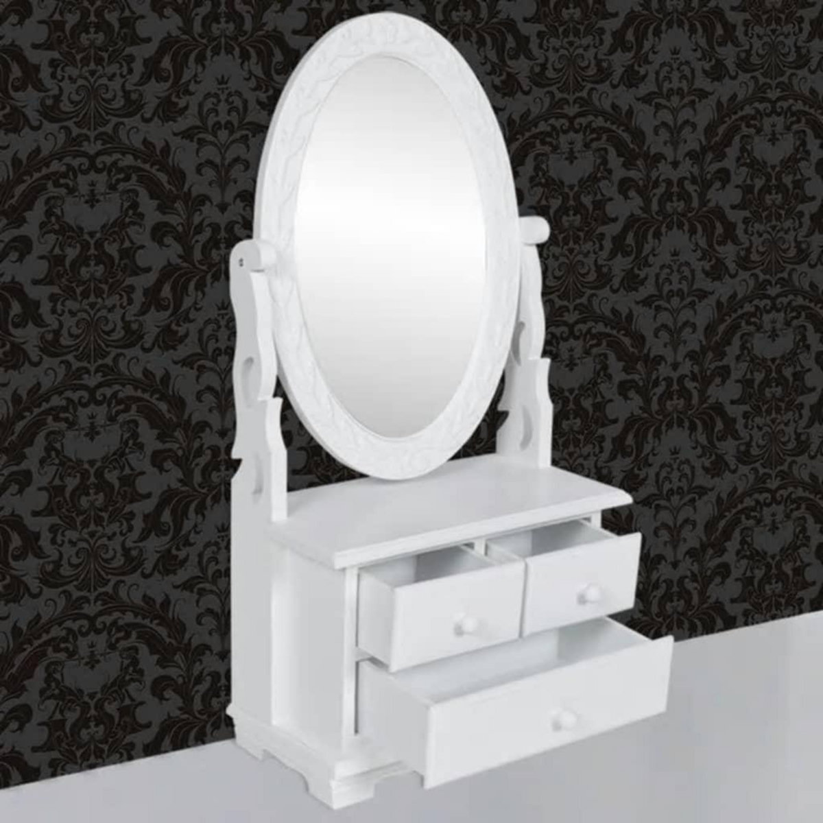VIDAXL Coiffeuse avec miroir pivotant ovale MDF