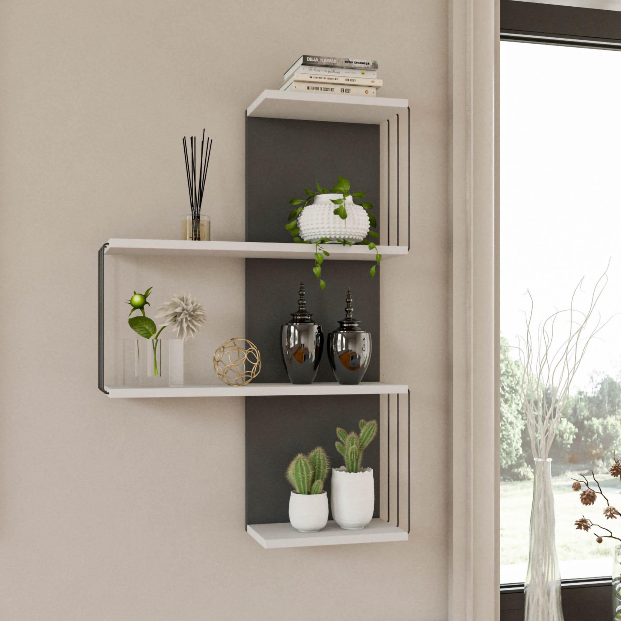 Voir la diapositive 2 : Habitat et Jardin Étagère murale en bois  cambel  - 64 x 19 x 96 cm - blanc