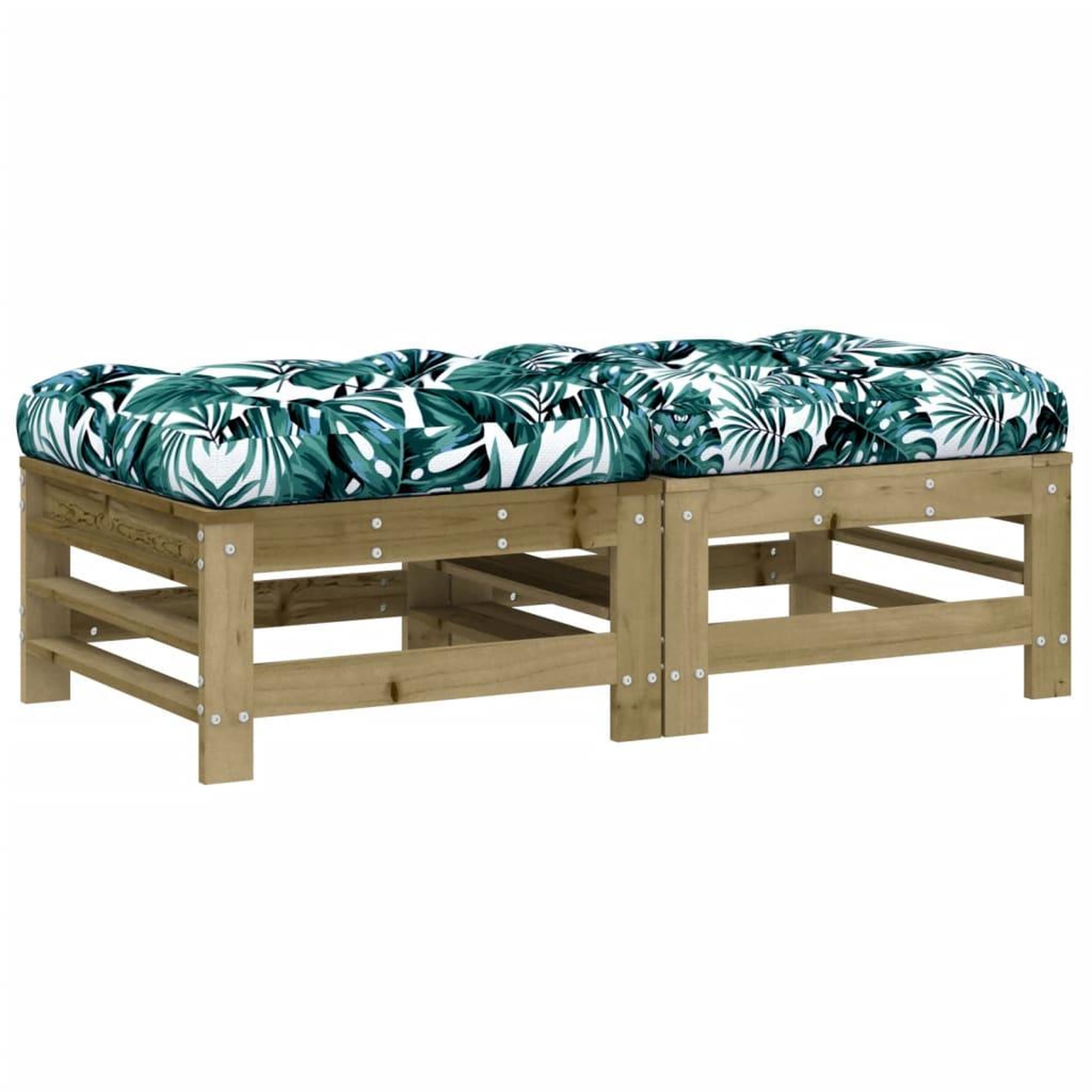 Voir la diapositive 2 : VIDAXL Repose-pieds de jardin et coussins lot de 2 bois pin impregne