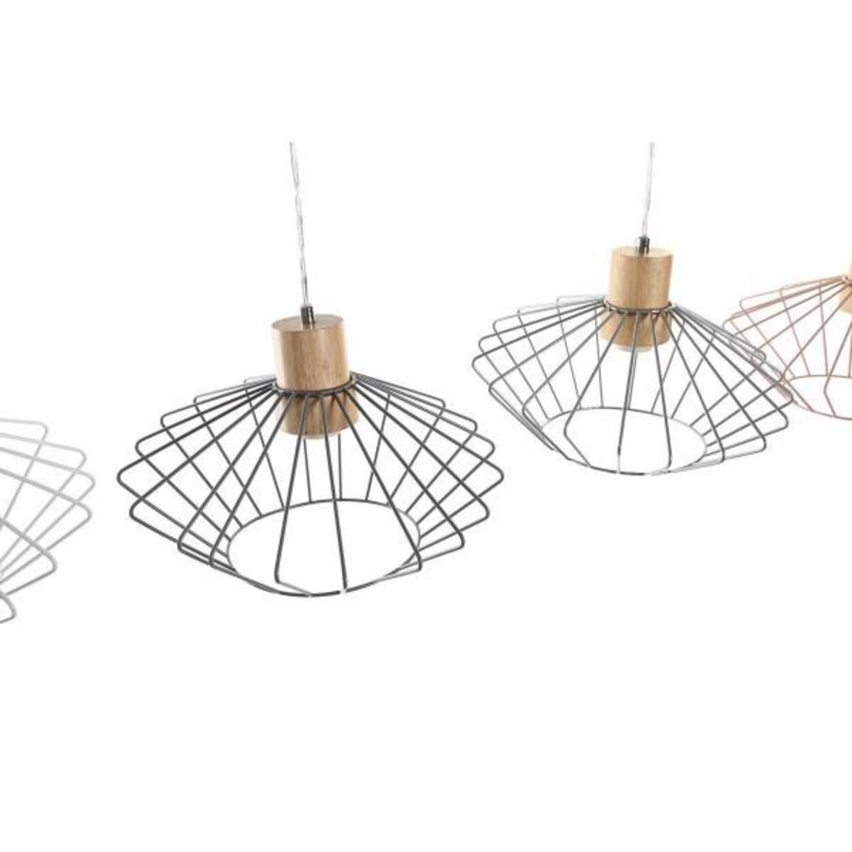 MARKET24 Suspension DKD Home Decor 34 x 34 x 21 cm Argenté Noir Gris Rose Métal Blanc 50 W 60 W Pin