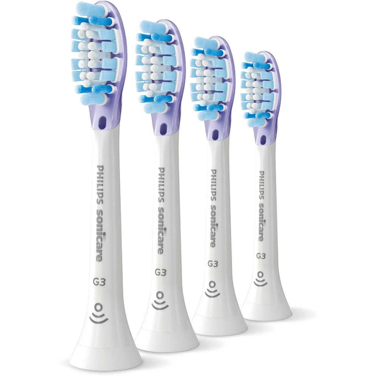 Philips Brossette dentaire Sonicare lot de 4 - HX9054/87 white Gum Care - soin des gencives G3