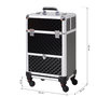 Voir la diapositive 3 : HOMCOM Valise trolley maquillage mallette cosmétique vanity poignée télescopique réglable 34L x 25l x 62H cm alu.