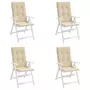 VIDAXL Coussins de chaise de jardin dossier haut lot de 4 beige tissu