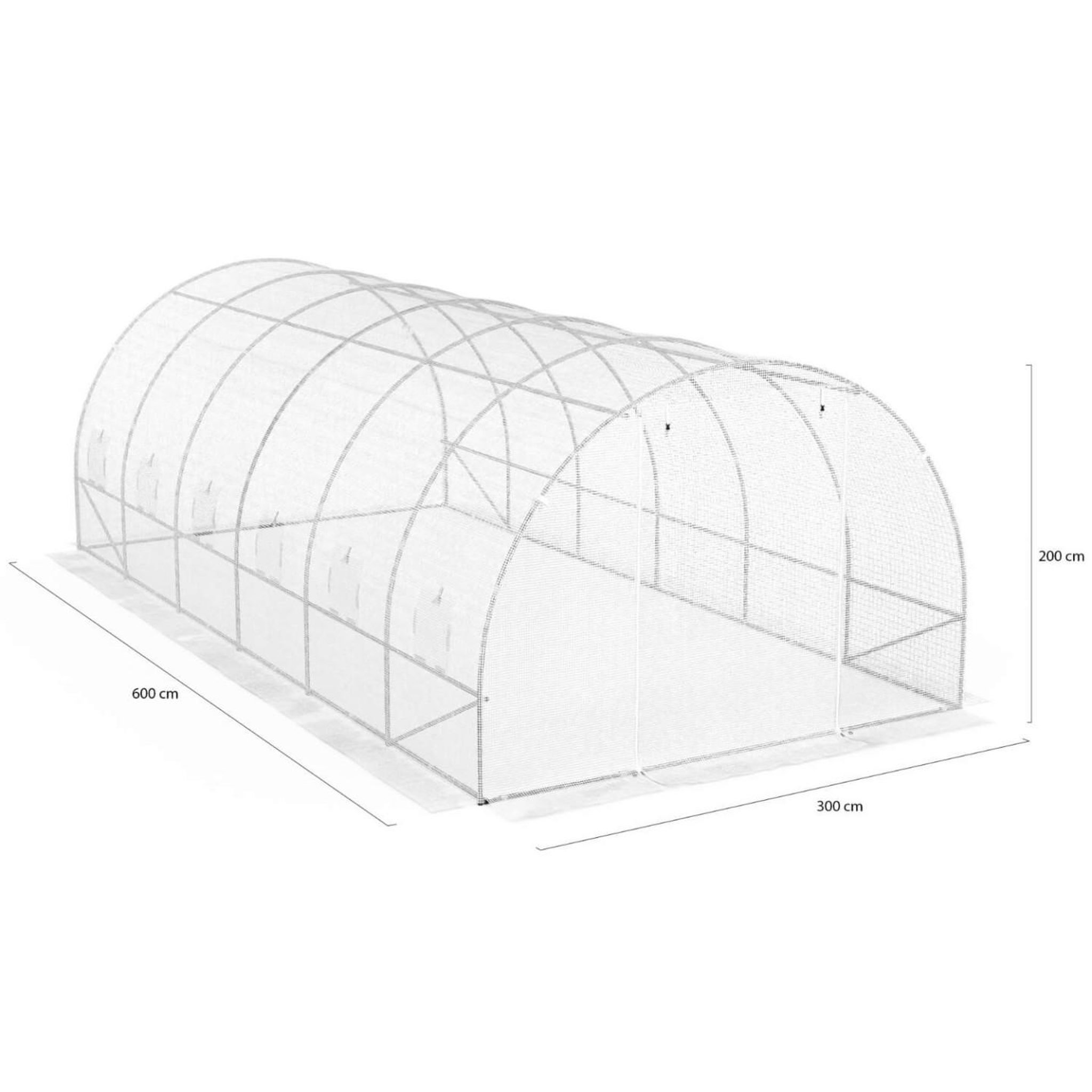 Voir la diapositive 6 : ID MARKET Serre de jardin tunnel 18m² 6 x 3 x 2 m acier galvanisé + bâche anti-uv avec porte et fenêtres crimée blanche