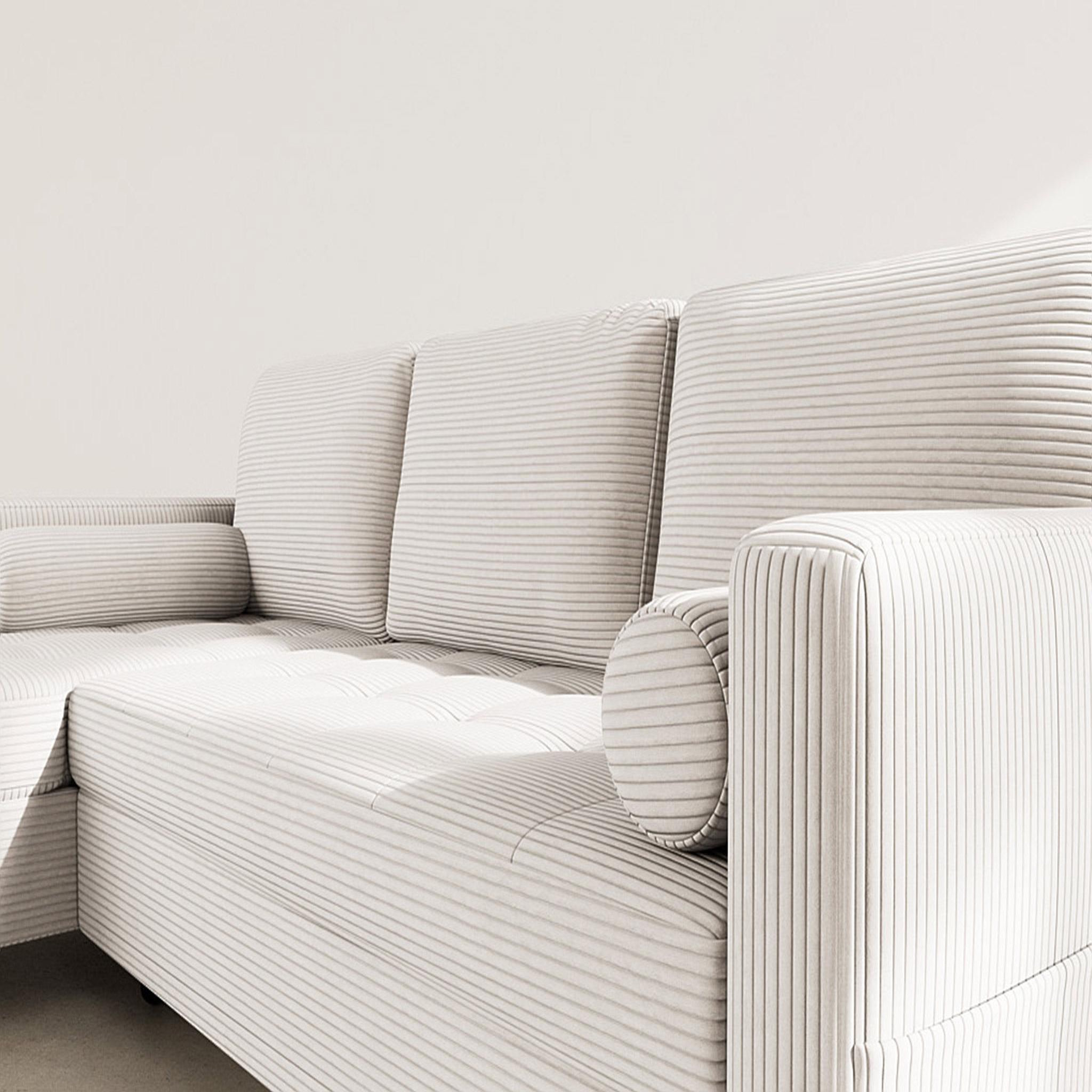 Voir la diapositive 6 : BEST MOBILIER Marceau - canapé d'angle réversible 4 places convertible avec coffre en velours côtelé