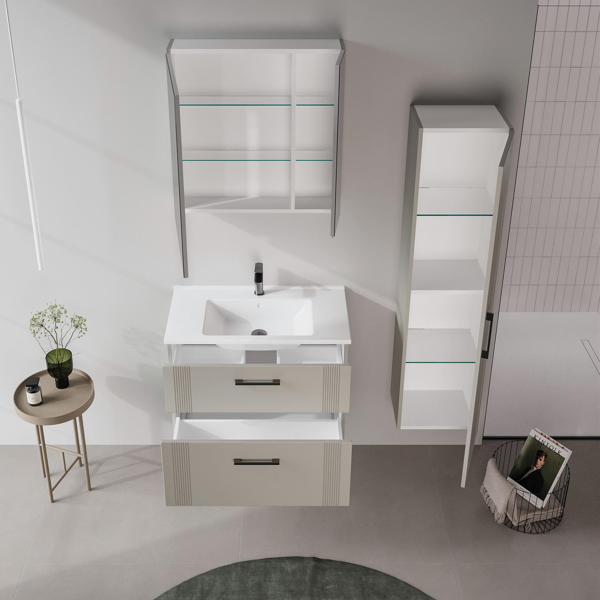 Voir la diapositive 3 : Habitat et Jardin Meuble Salle de Bain avec Miroir  Bari 80  - 75 x 16 x 66 cm - Matte Cashmere
