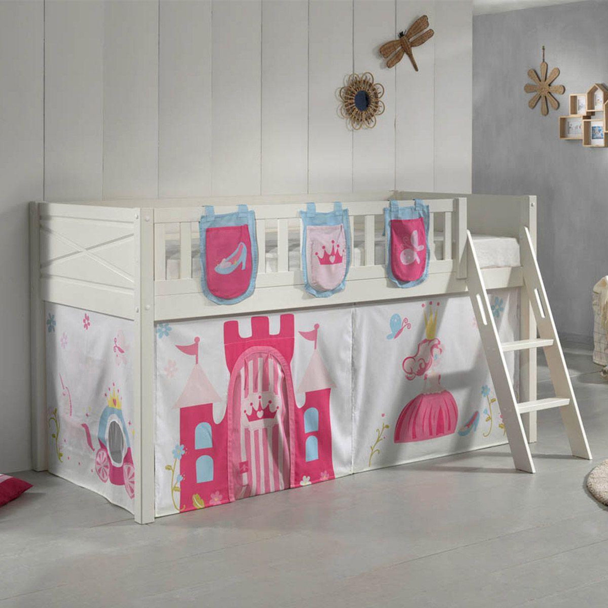 Voir la diapositive 6 : Paris Prix Lit enfant tente & 3 pochettes  scott princesse  90x200cm blanc