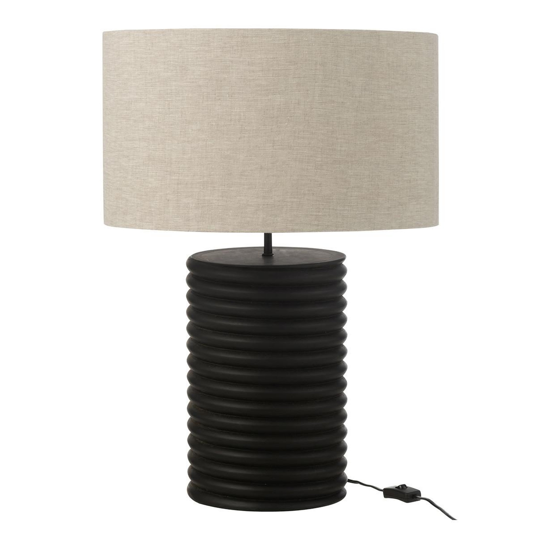 J-LINE Lampe à poser filetage en bois  ailanthus  70cm noir