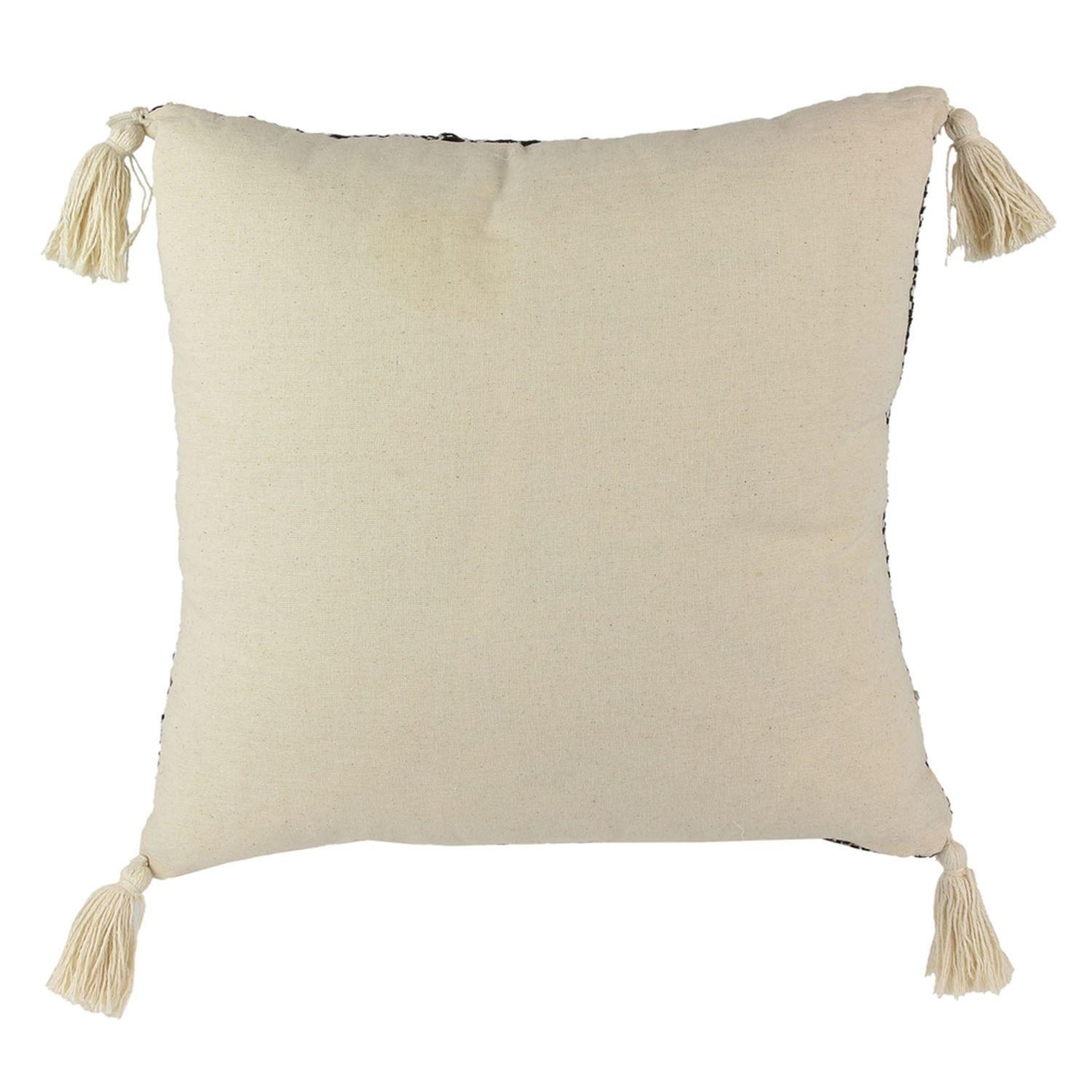 Voir la diapositive 4 : The Home Deco Factory Coussin à pompons ethnique - l. 40 x l. 40 cm - beige
