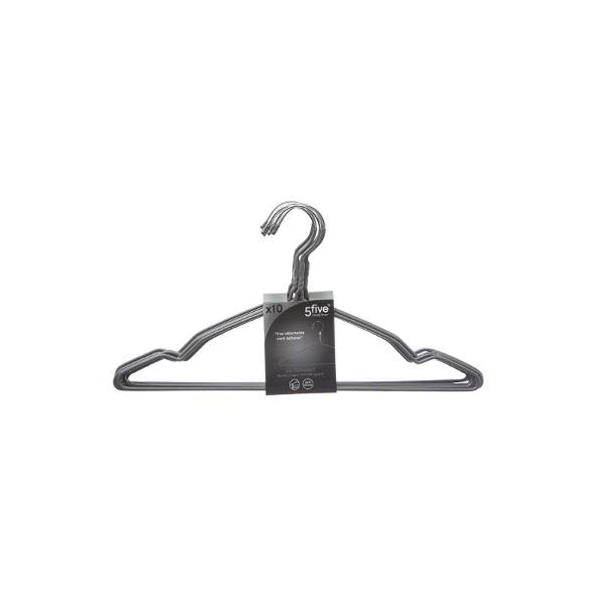 FIVE Lot de 10 Cintres en Métal 40cm Gris