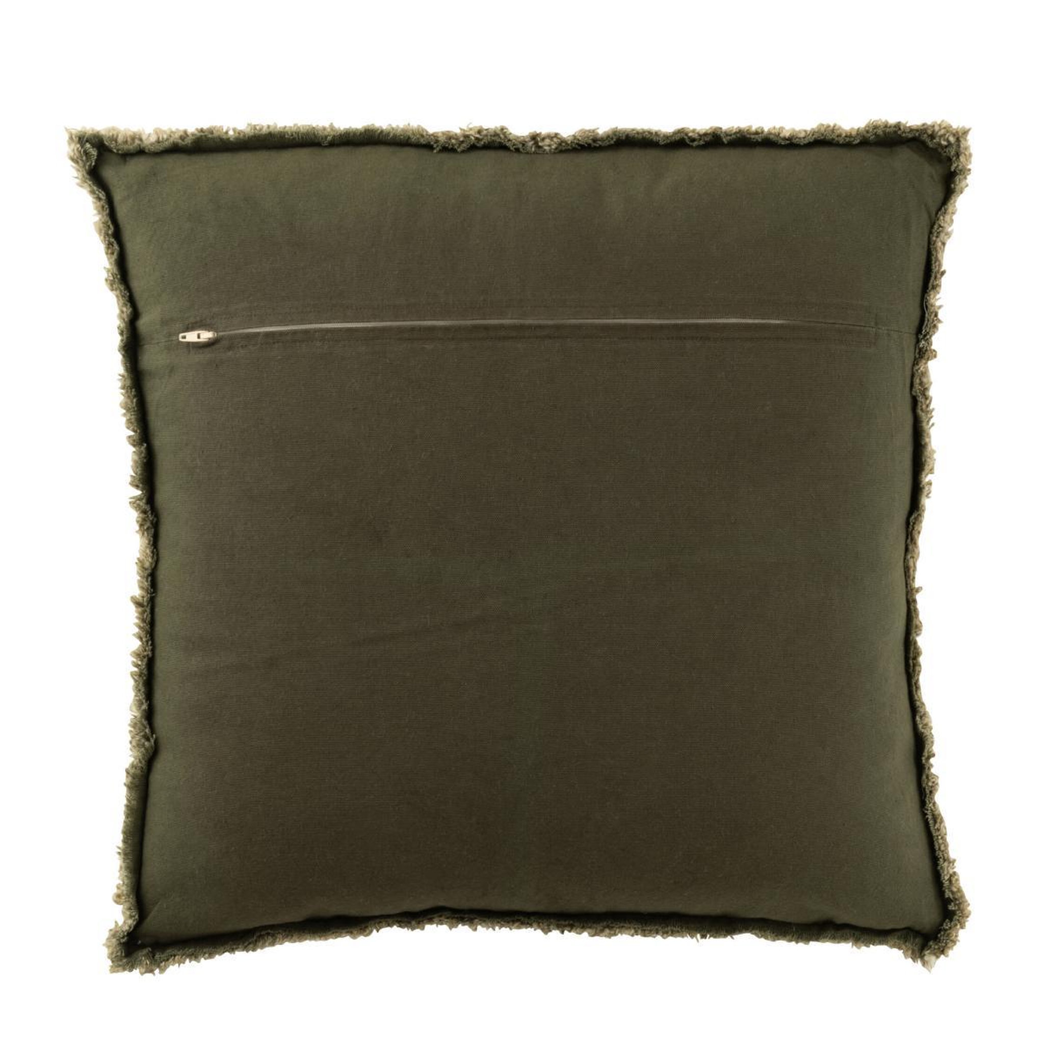 Voir la diapositive 2 : J-LINE Coussin déco  effiloché  45x45cm vert