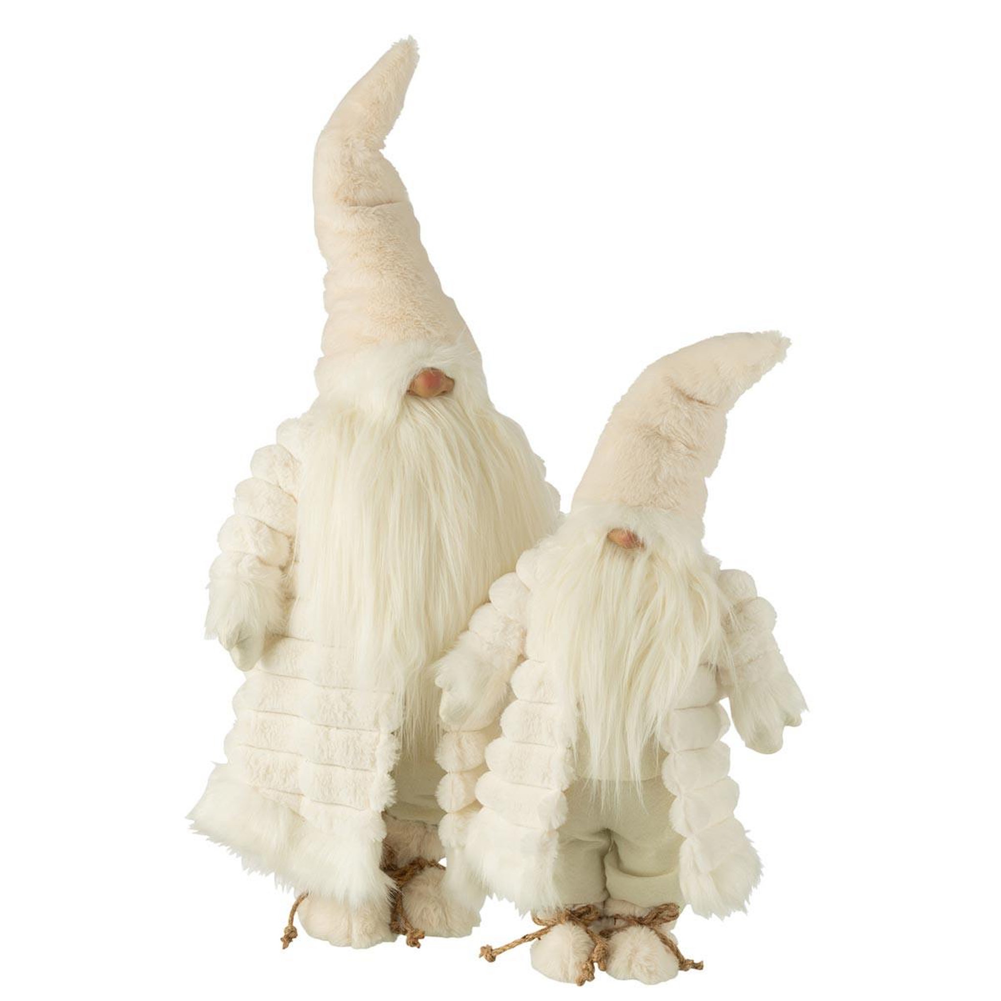 Voir la diapositive 2 : J-LINE Statue déco lutin  veste rembourrée  88cm crème