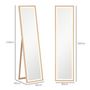Voir la diapositive 3 : HOMCOM Grand miroir LED pleine longueur 40 x 160 cm autoportant ou à fixer - 3 couleurs luminosité réglable - effet bois