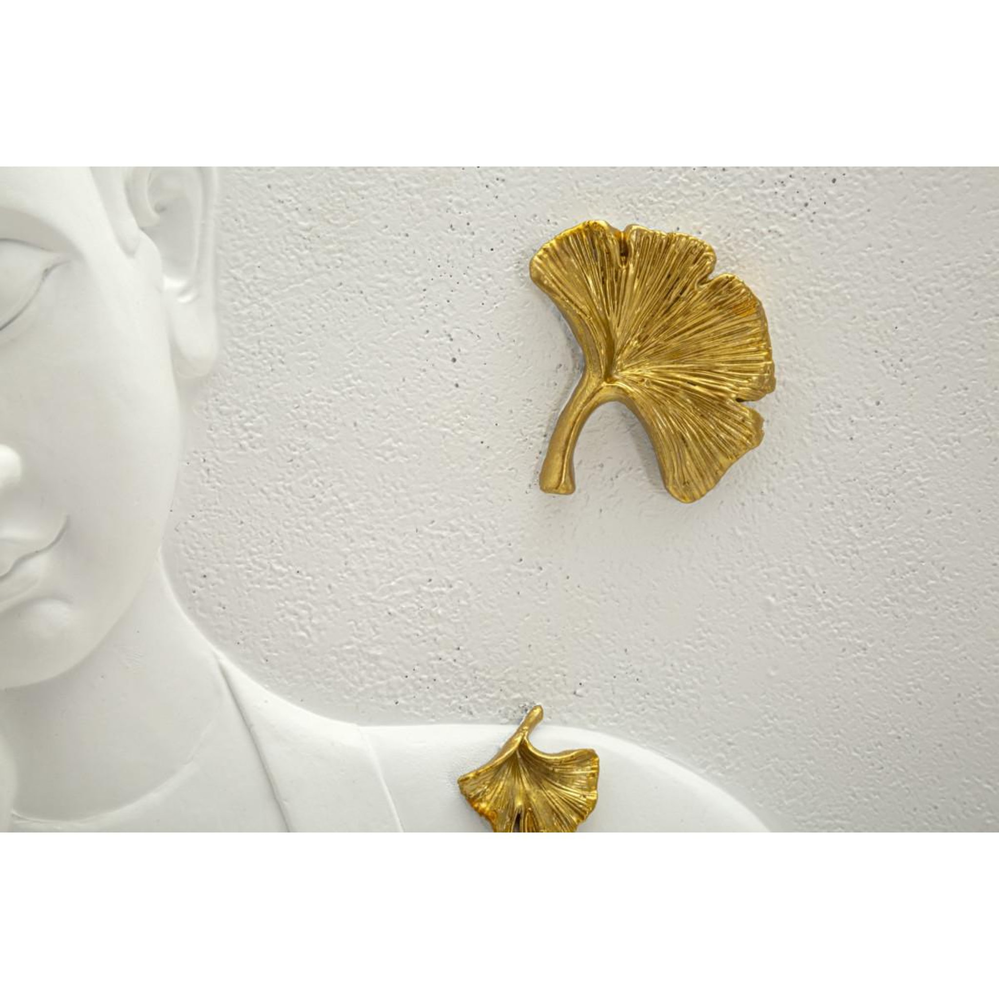 Voir la diapositive 4 : Paris Prix Décoration murale en résine  bouddha  55cm blanc & or