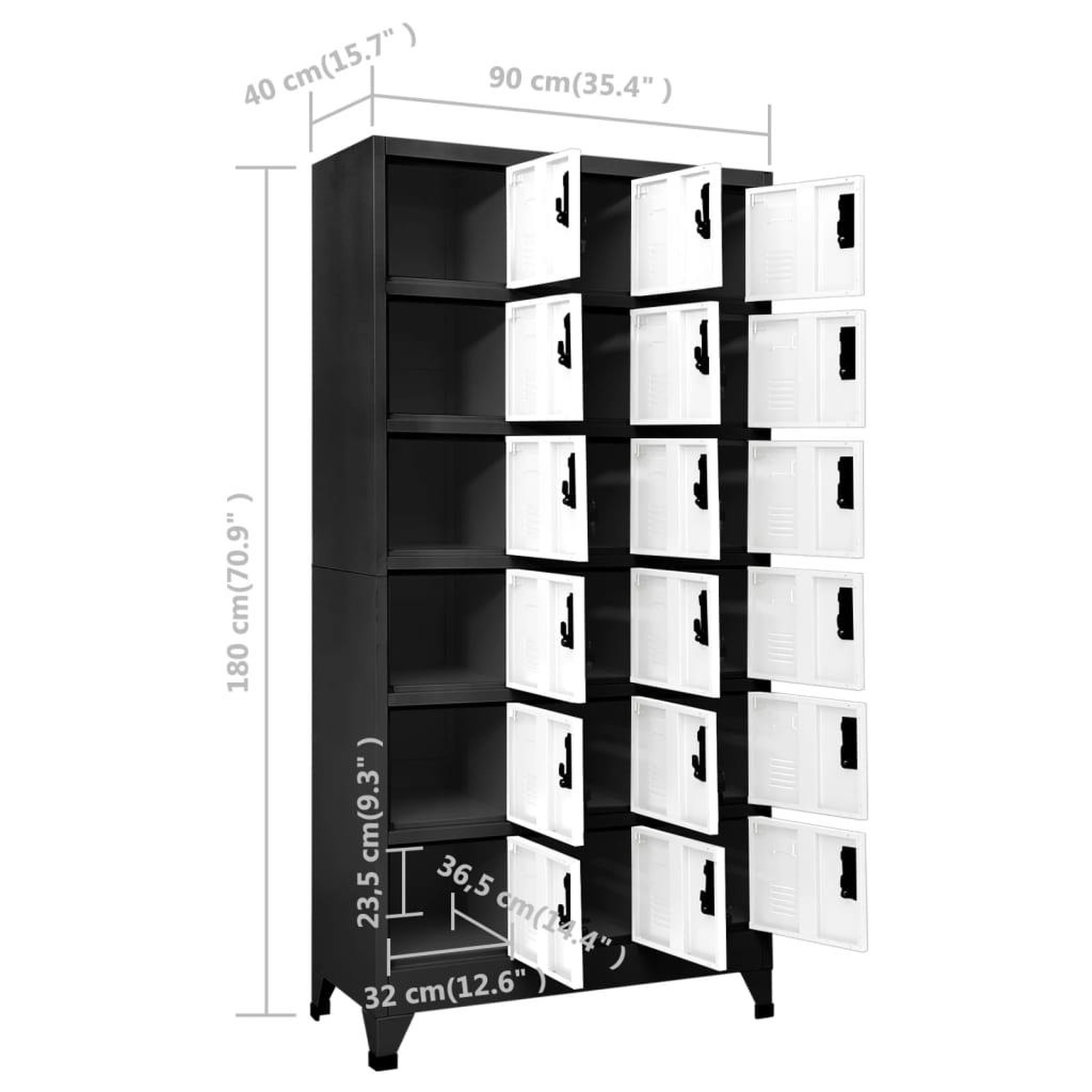 Voir la diapositive 6 : VIDAXL Armoire a casiers Anthracite et blanc 90x40x180 cm Acier