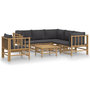 Voir la diapositive 2 : VIDAXL Salon de jardin 7 pcs avec coussins gris fonce bambou