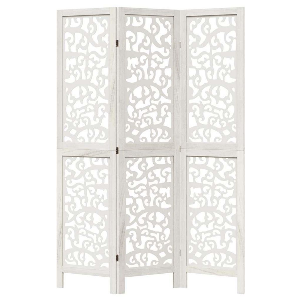 VIDAXL Cloison de separation 3 panneaux blanc bois de paulownia massif