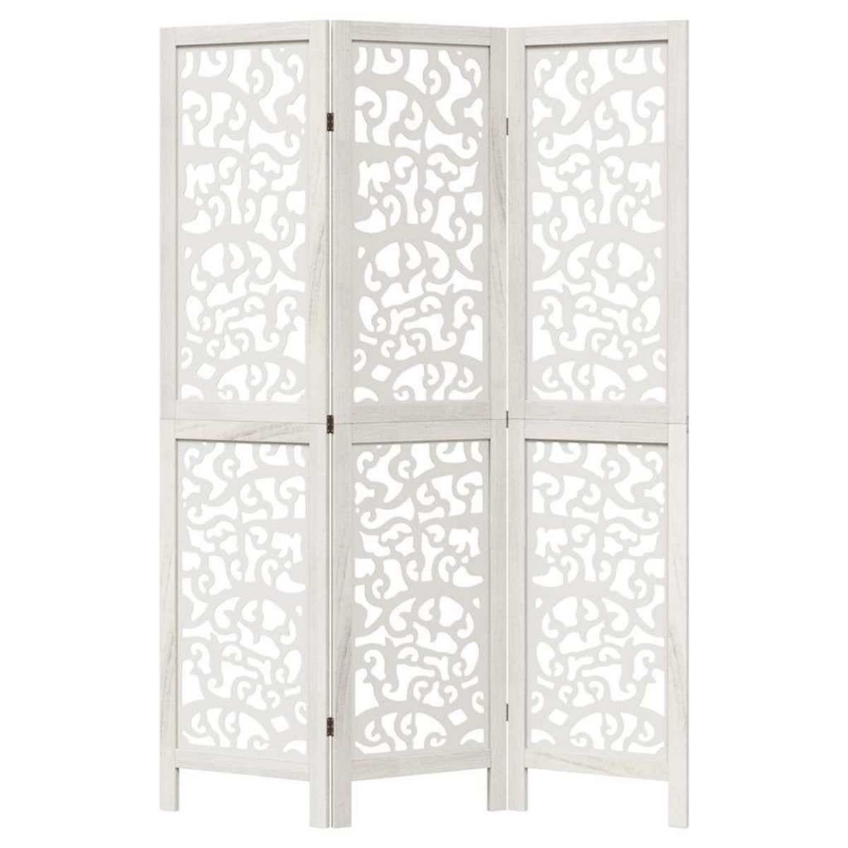 VIDAXL Cloison de separation 3 panneaux blanc bois de paulownia massif