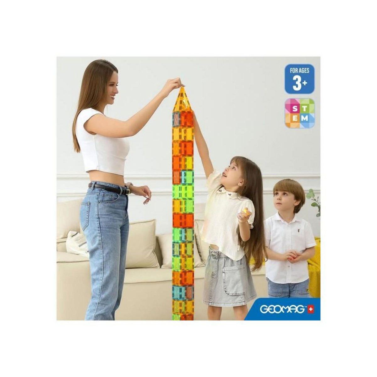 Geomag Tuiles magnétiques - GEOMAG - Tiles Gems 4101 - 32 pieces - Formes géométriques - Effet cristal