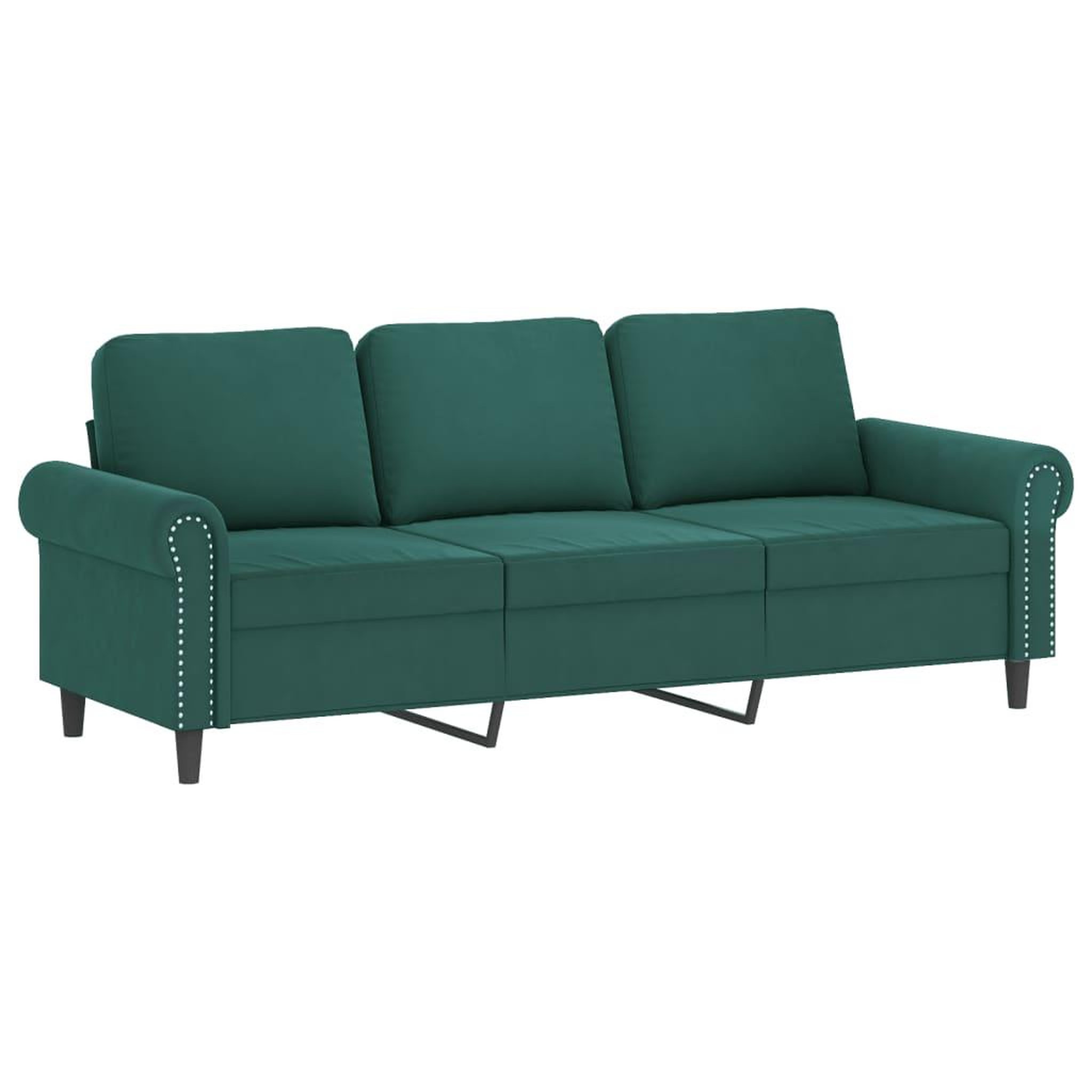 Voir la diapositive 4 : VIDAXL Canape 3 places avec oreillers vert fonce 180 cm velours