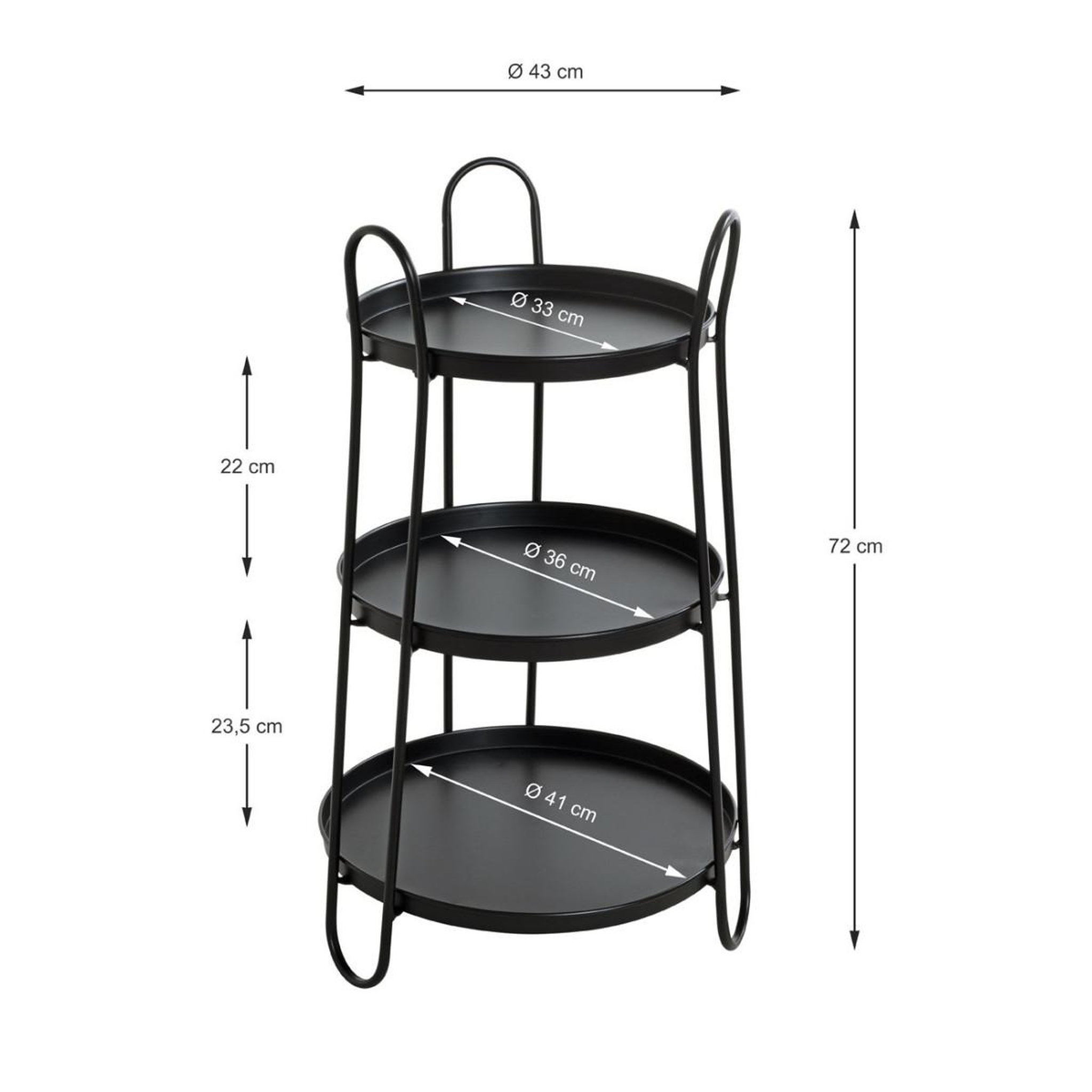Voir la diapositive 5 : Paris Prix Table d'appoint 3 niveaux déco  regina  72cm noir