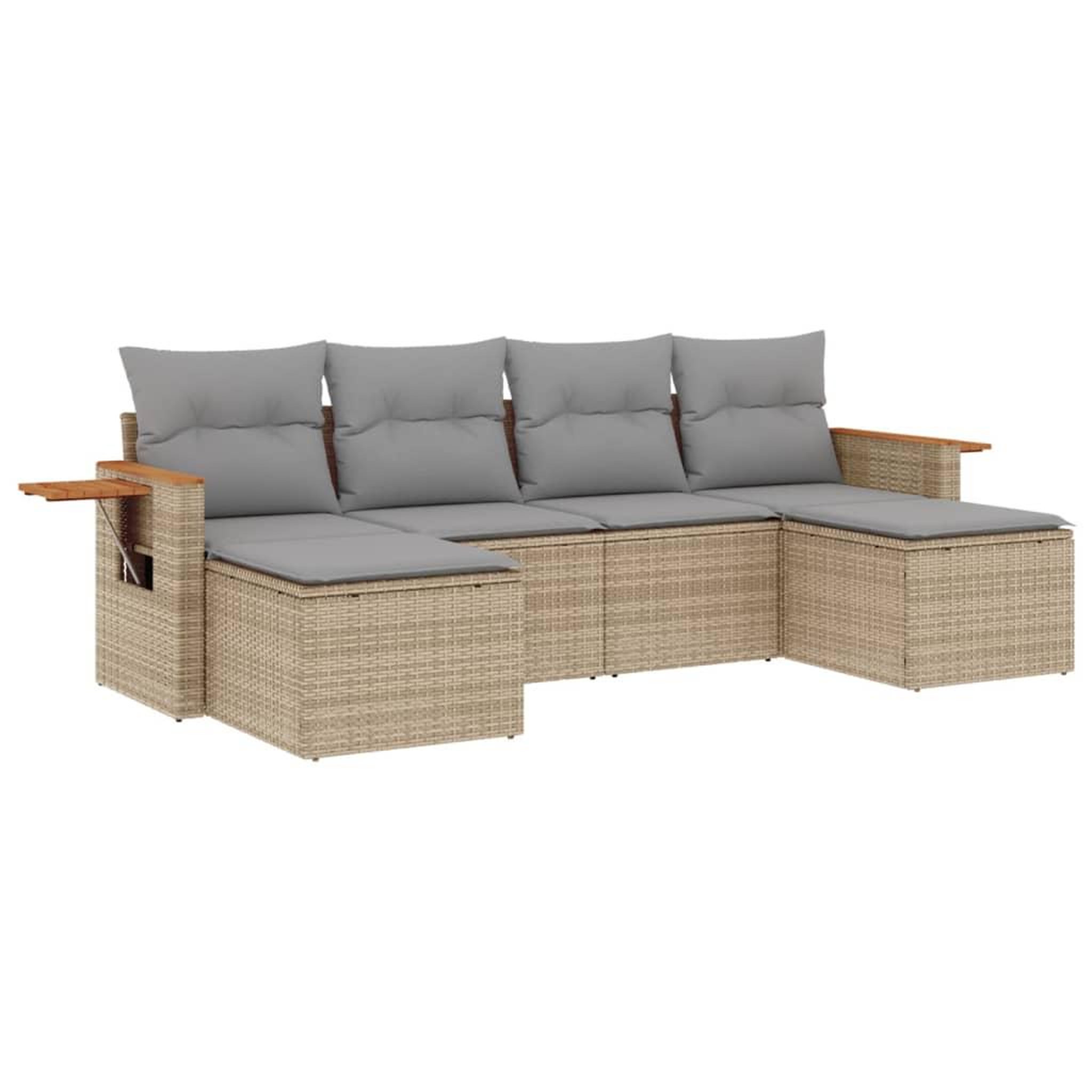 Voir la diapositive 2 : VIDAXL Salon de jardin avec coussins 6 pcs beige resine tressee