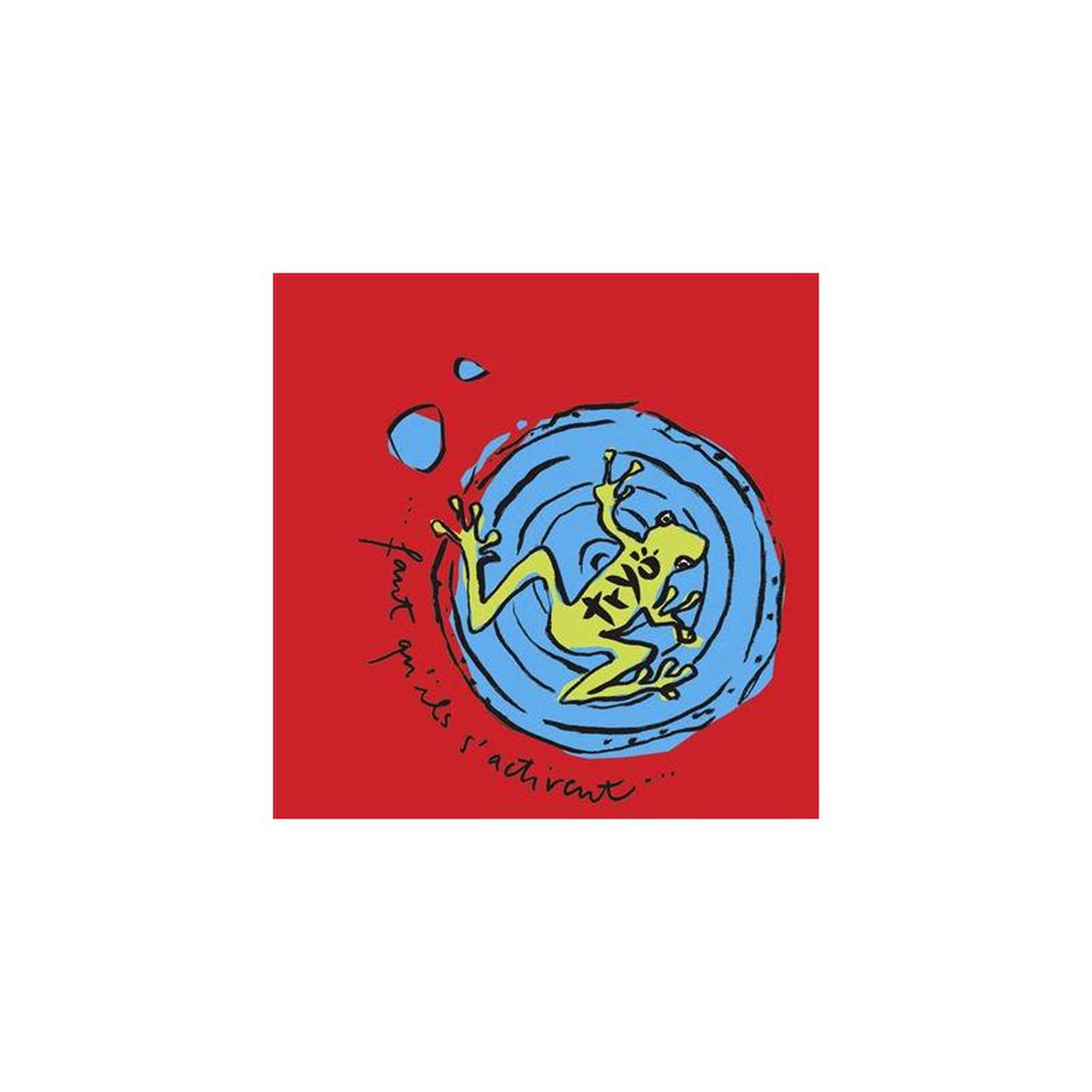 Vinyle  faut qu ils s activent  illustration abstraite visage cartoon rouge bleu jaune
