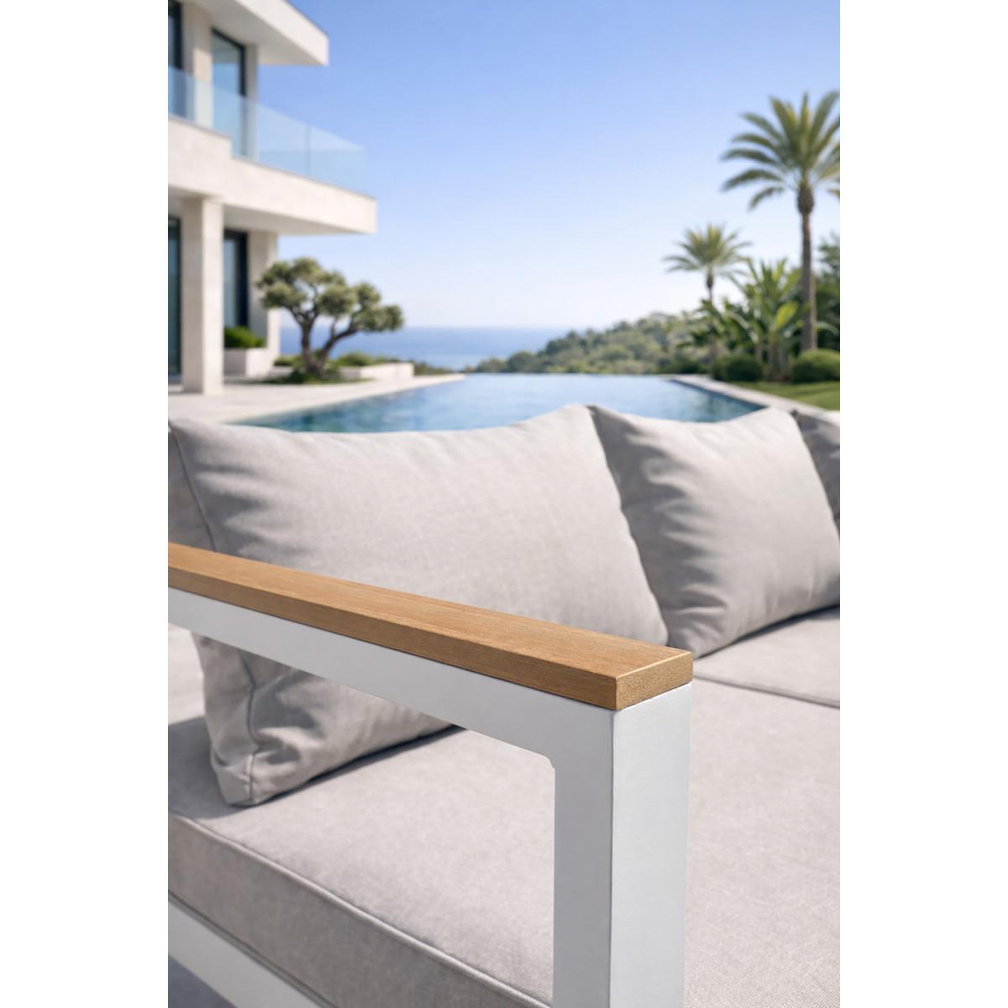 Voir la diapositive 3 : Paris Prix Ensemble repas de jardin 9 places  majari  150cm blanc