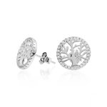 L'ATELIER D'AZUR Boucles d'Oreilles Argent 925/000 Rhodié - Arbre de Vie Pavé de Zirconiums