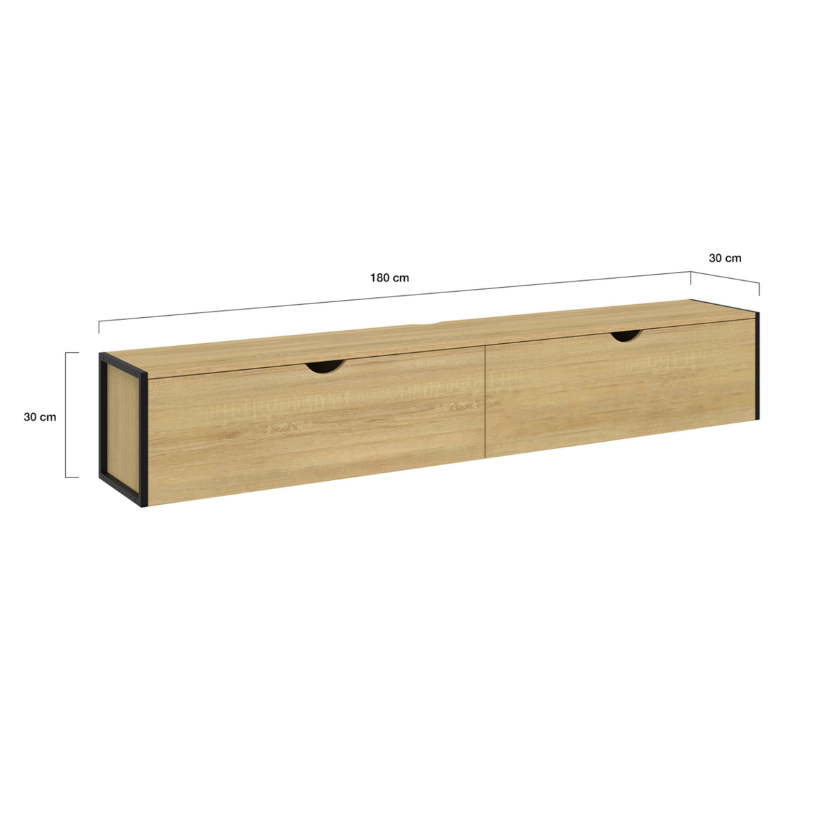 ID MARKET Meuble TV 180 cm suspendu DETROIT 2 portes design industriel